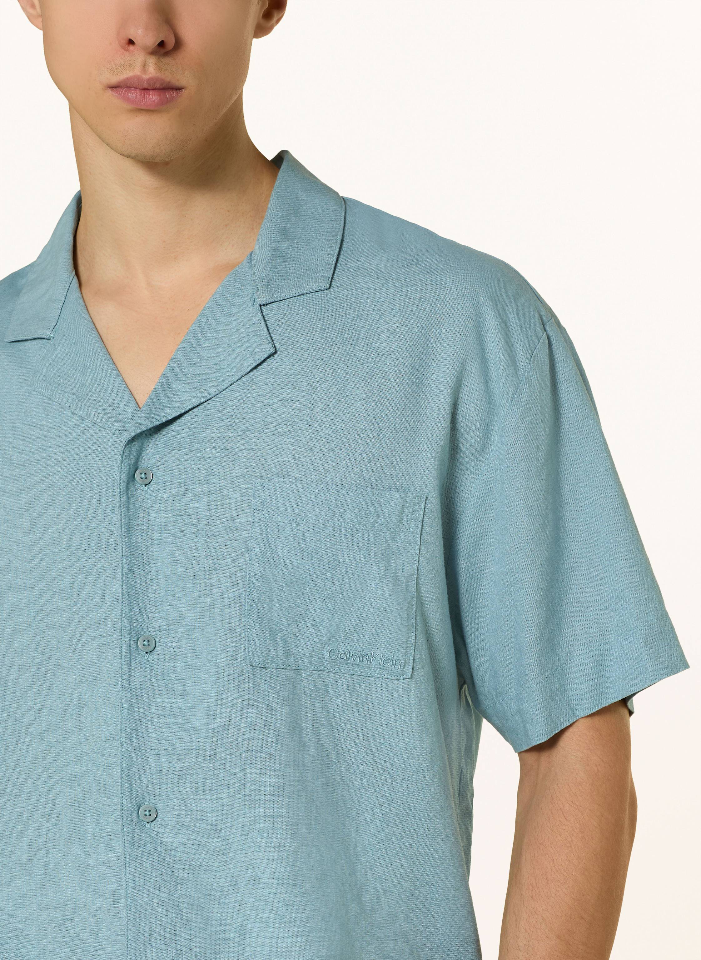 Thumbnail - Calvin Klein Schlafshirt Linen Blend Mit Leinen blau