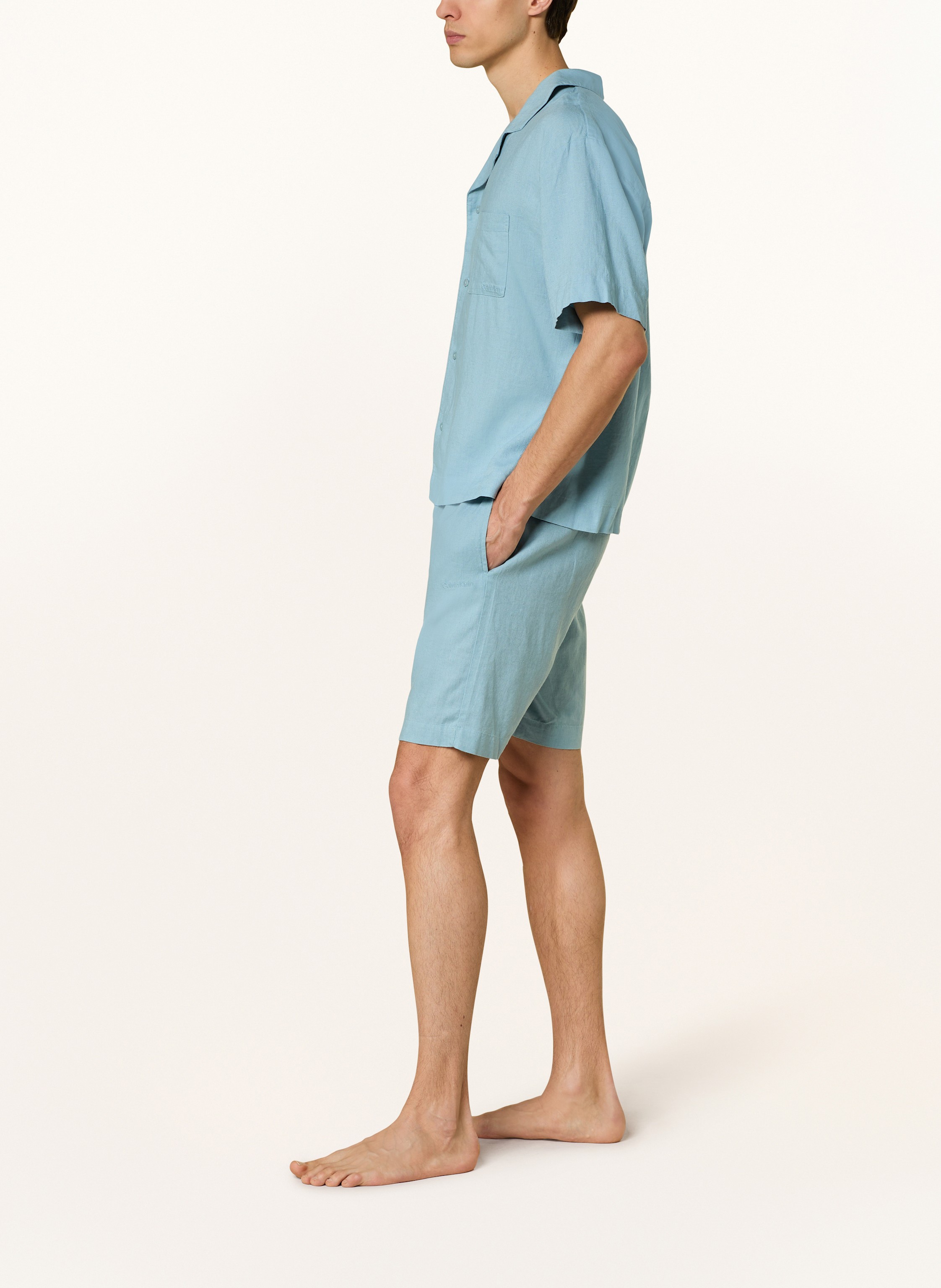 Thumbnail - Calvin Klein Schlafshorts Linen Blend Mit Leinen blau