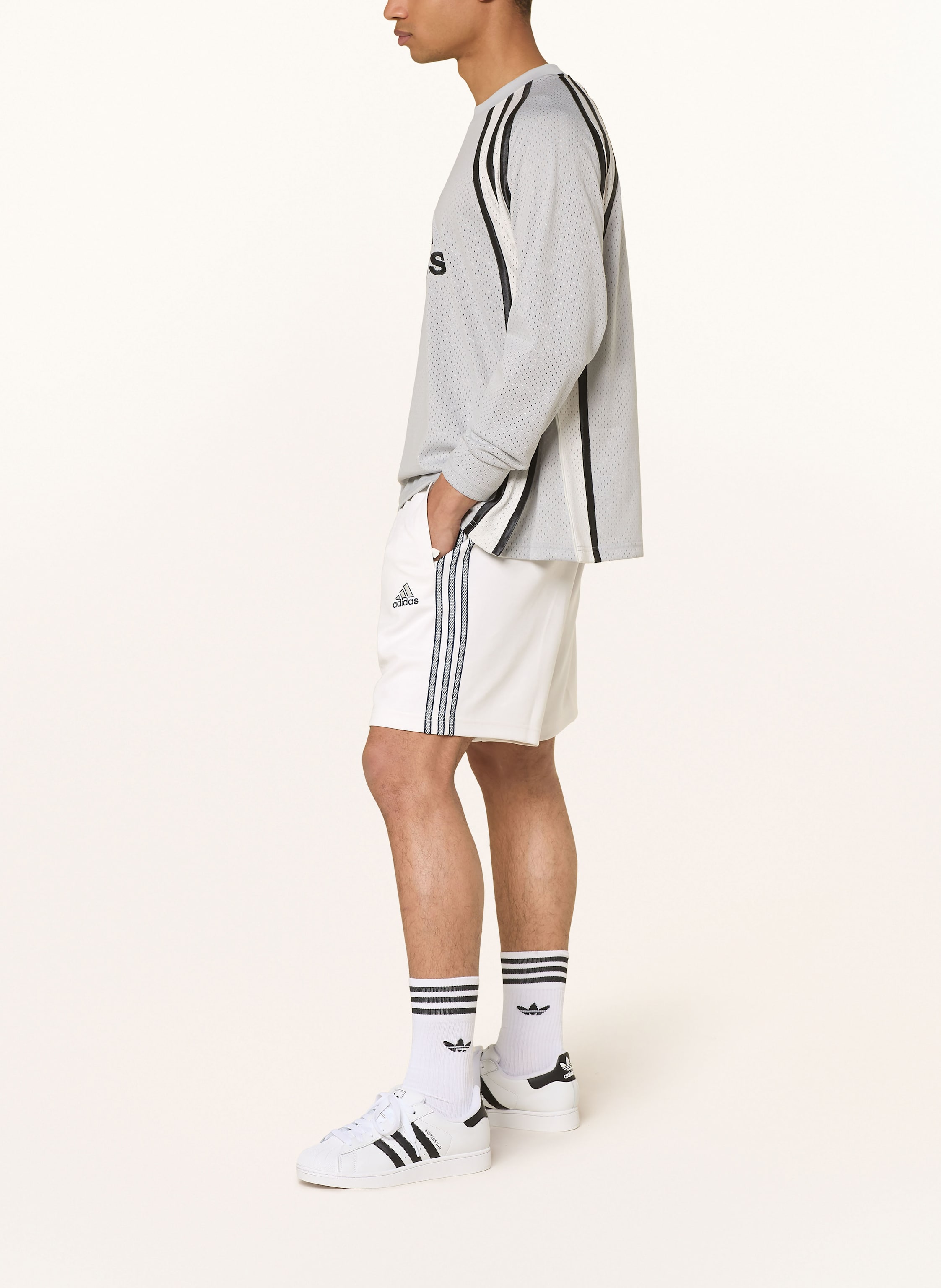 Thumbnail - Adidas Originals Shorts Mesh Stripe beige