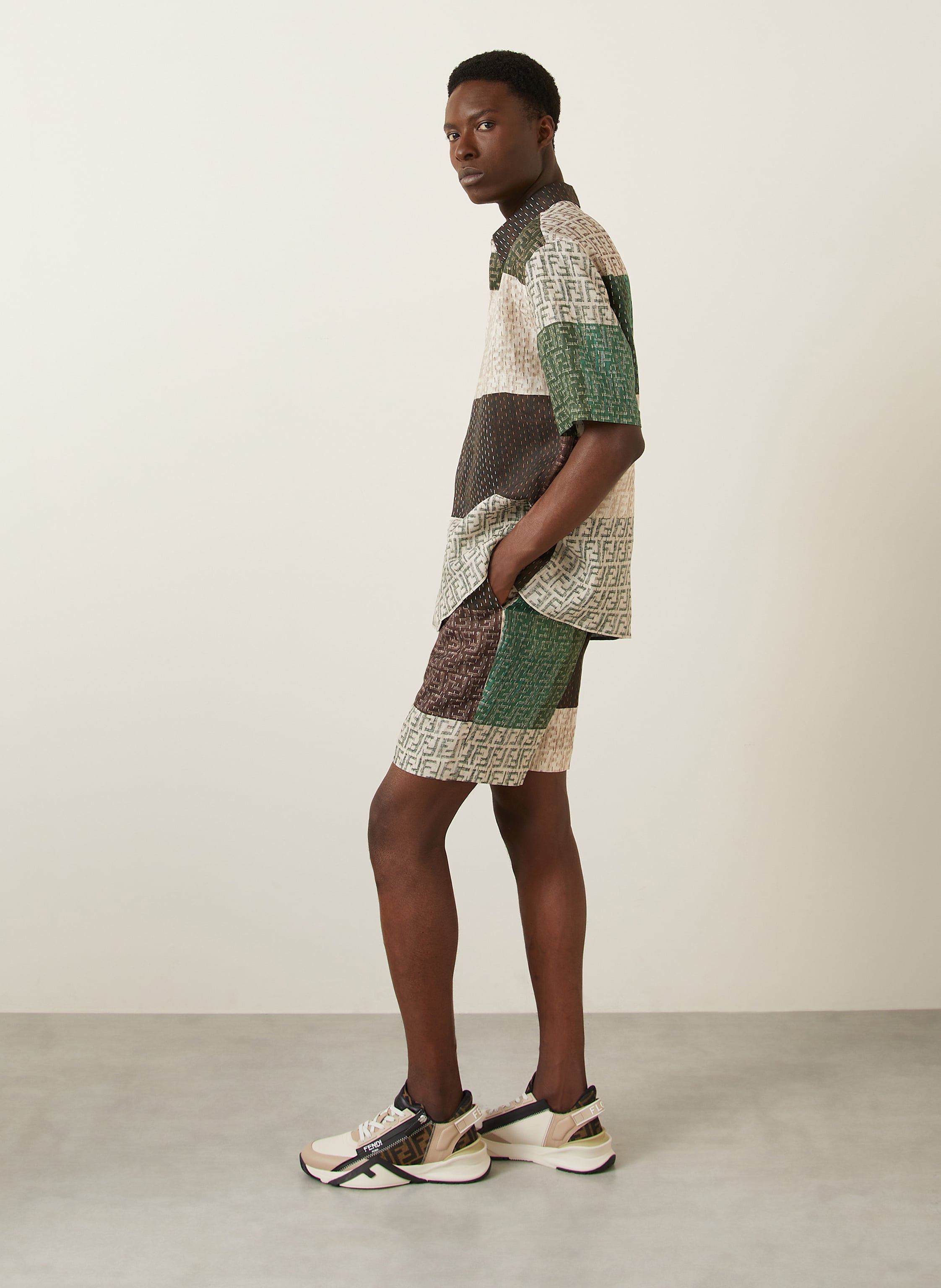 Thumbnail - Fendi Leinenshorts braun