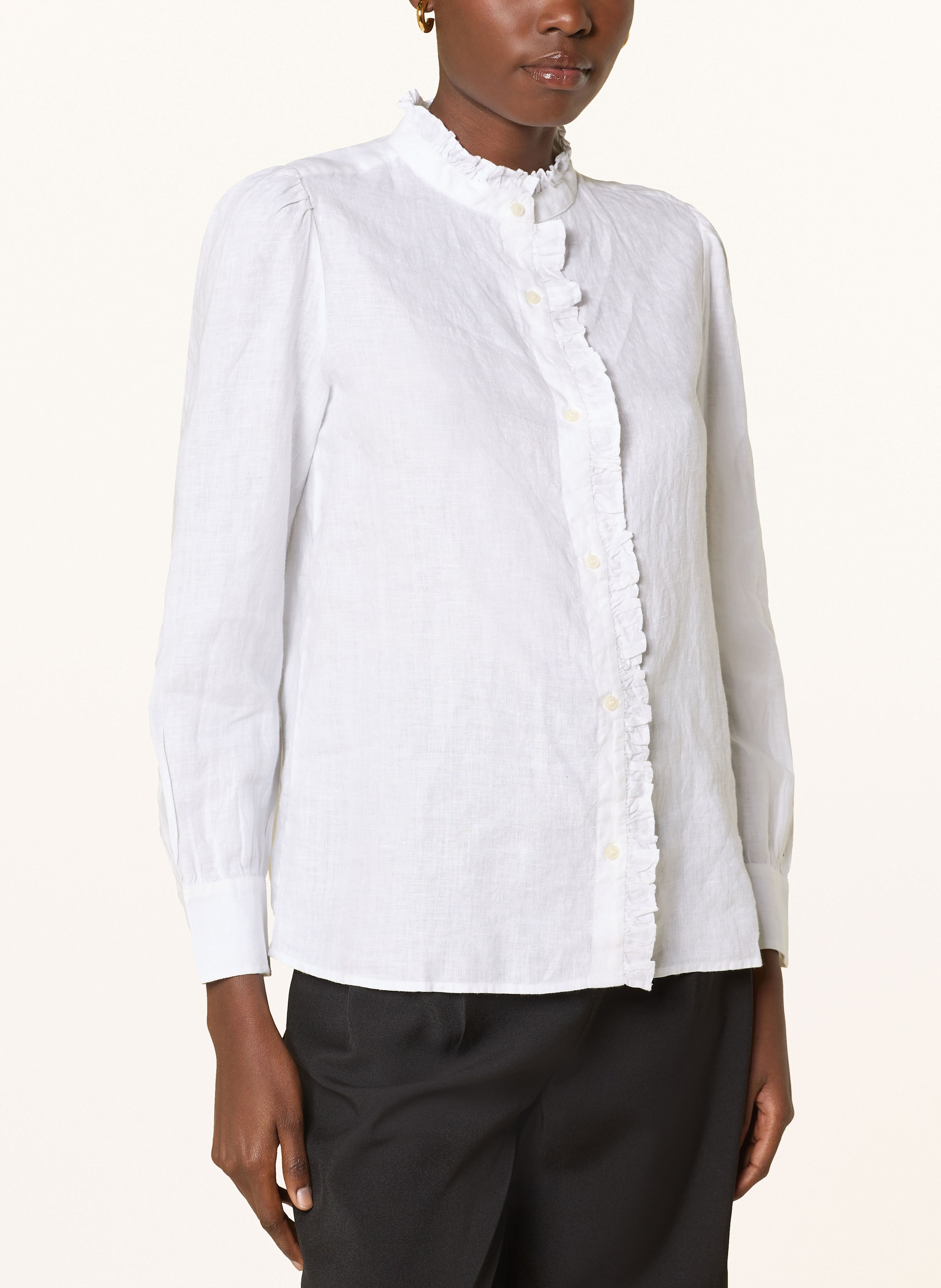 Thumbnail - Tommy Hilfiger Bluse Aus Leinen Mit Rüschen weiss