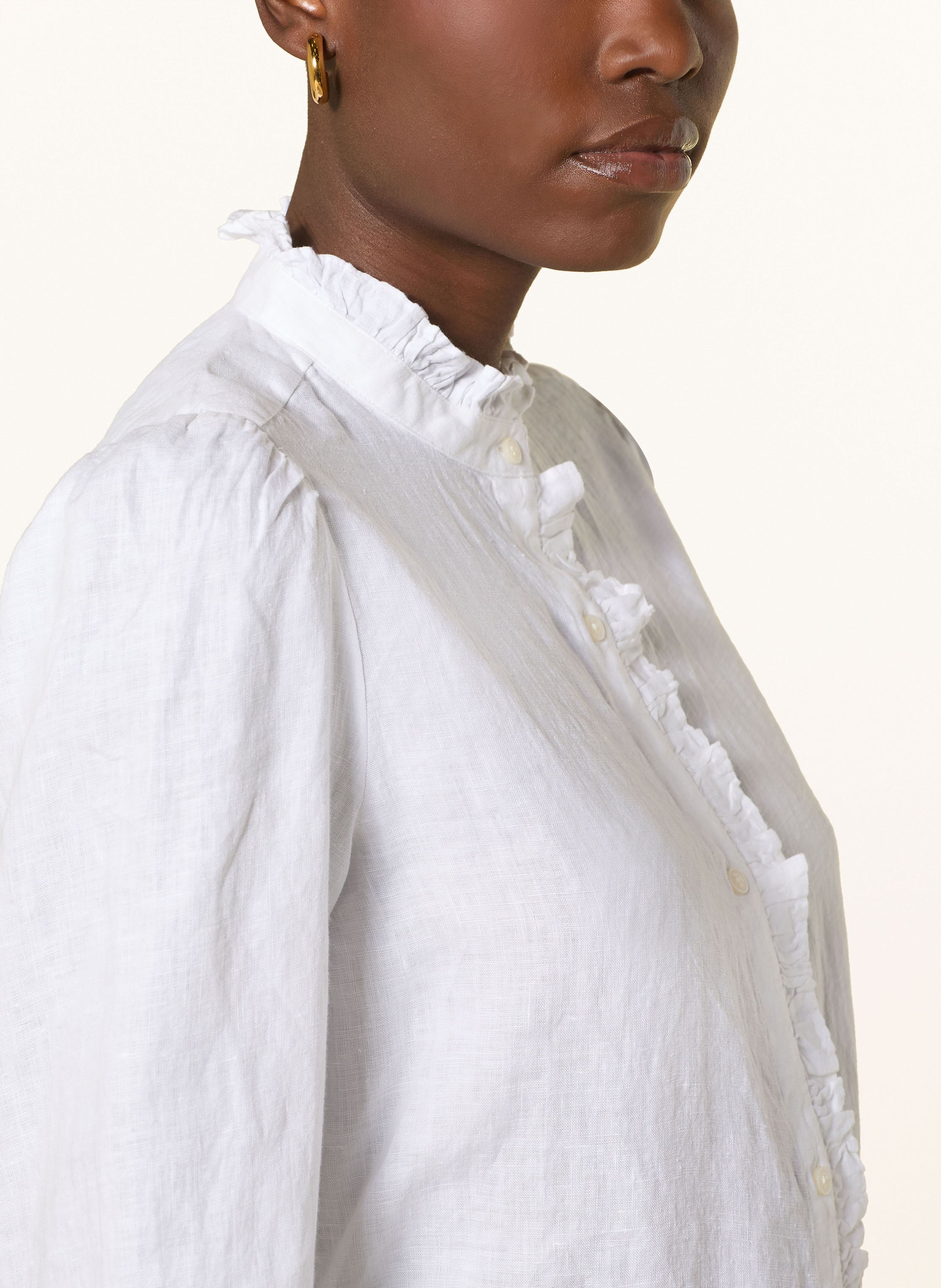 Thumbnail - Tommy Hilfiger Bluse Aus Leinen Mit Rüschen weiss