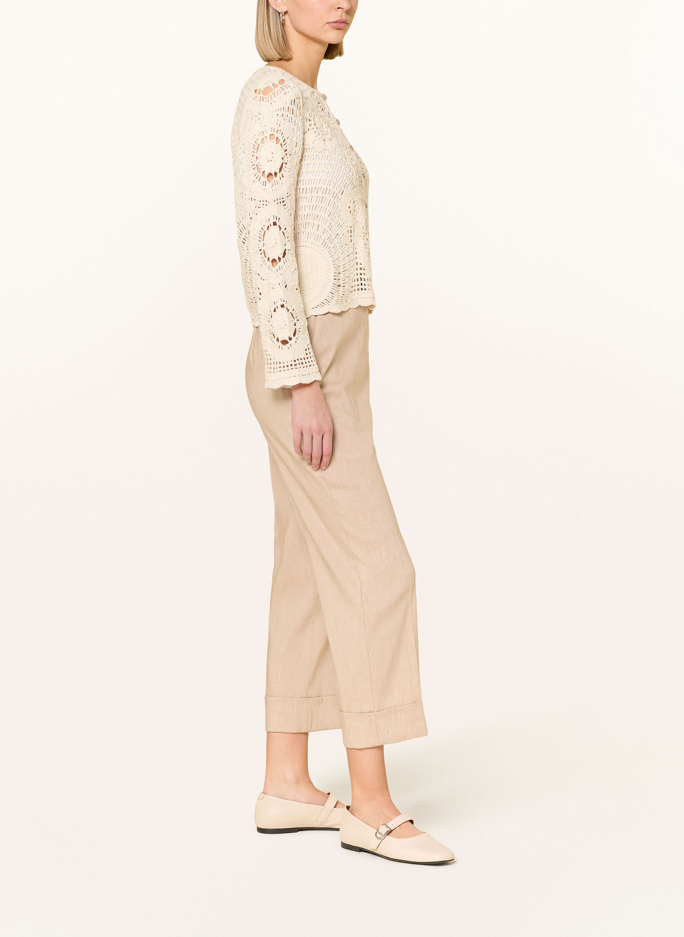 Thumbnail - Elena Miro Marlenehose Mit Leinen beige