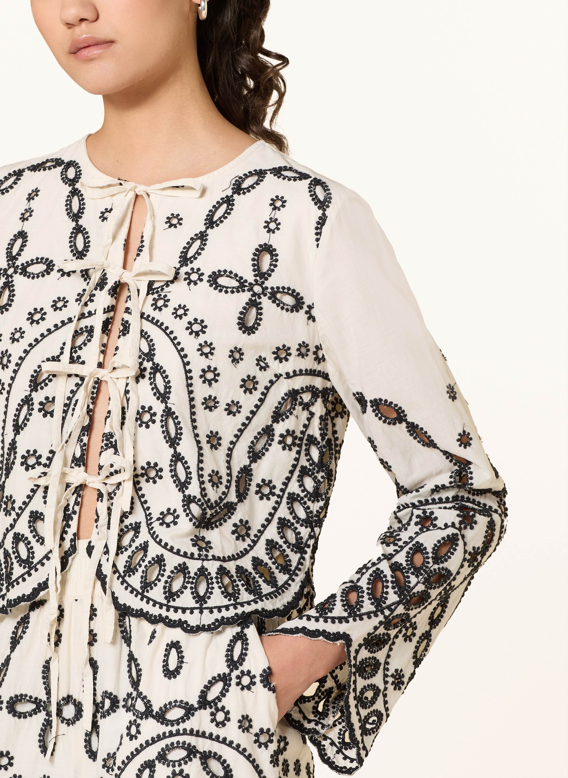 Thumbnail - Rouge Vila Bluse Mit Lochspitze weiss