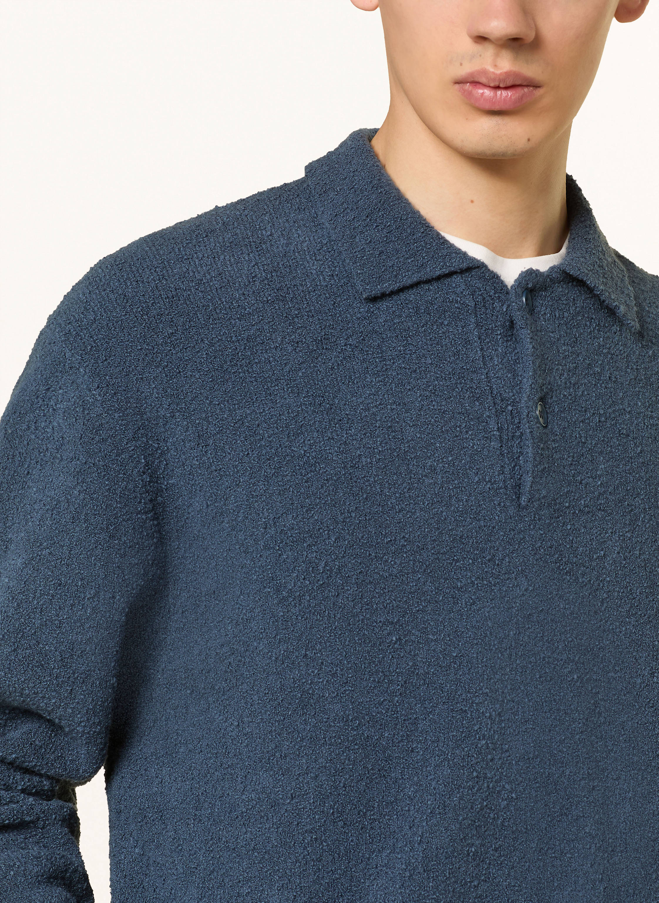 Thumbnail - Samsøe Samsøe Strick-Poloshirt Sanino blau