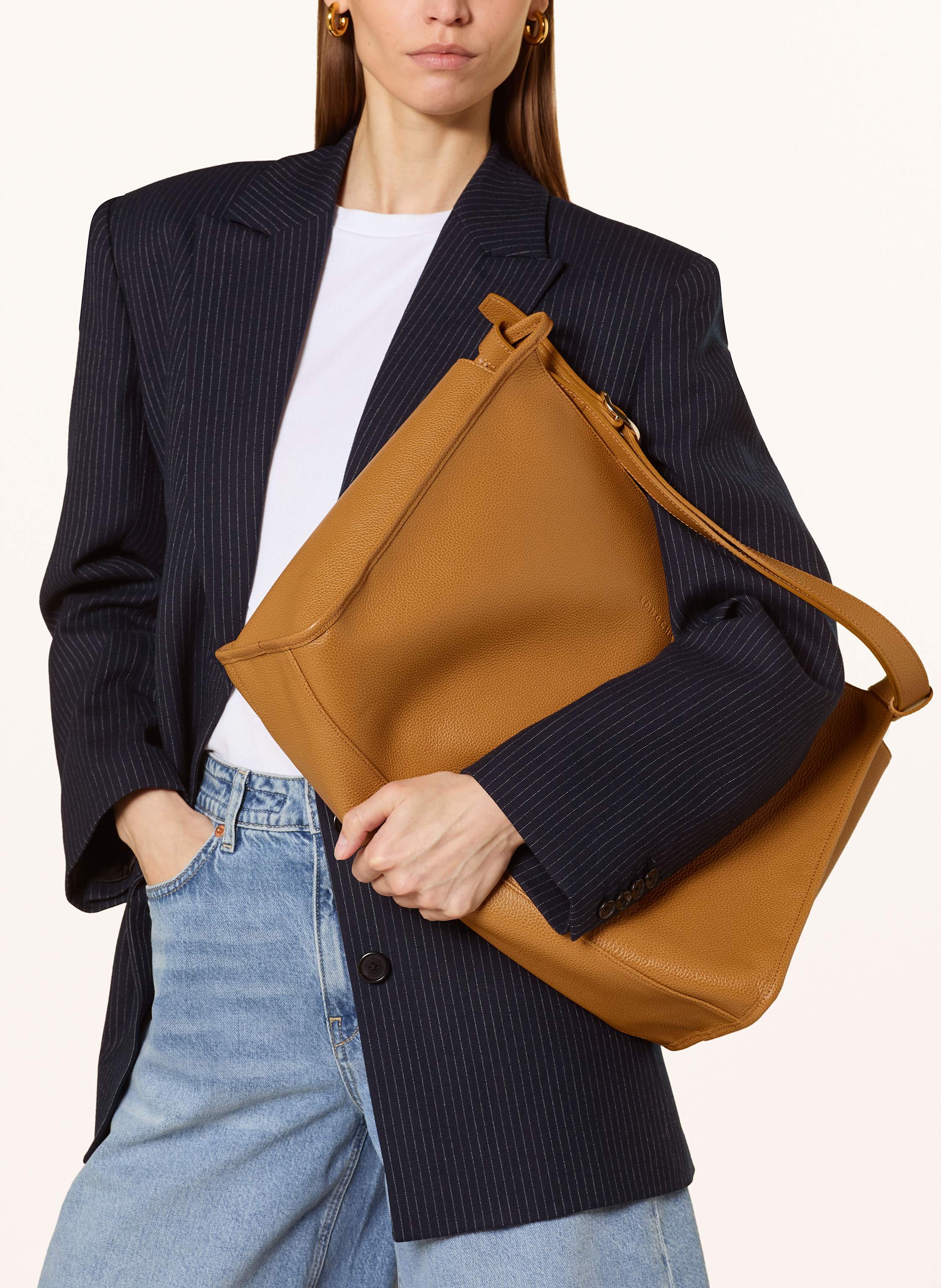 Thumbnail - Longchamp Schultertasche Le Foulonne braun