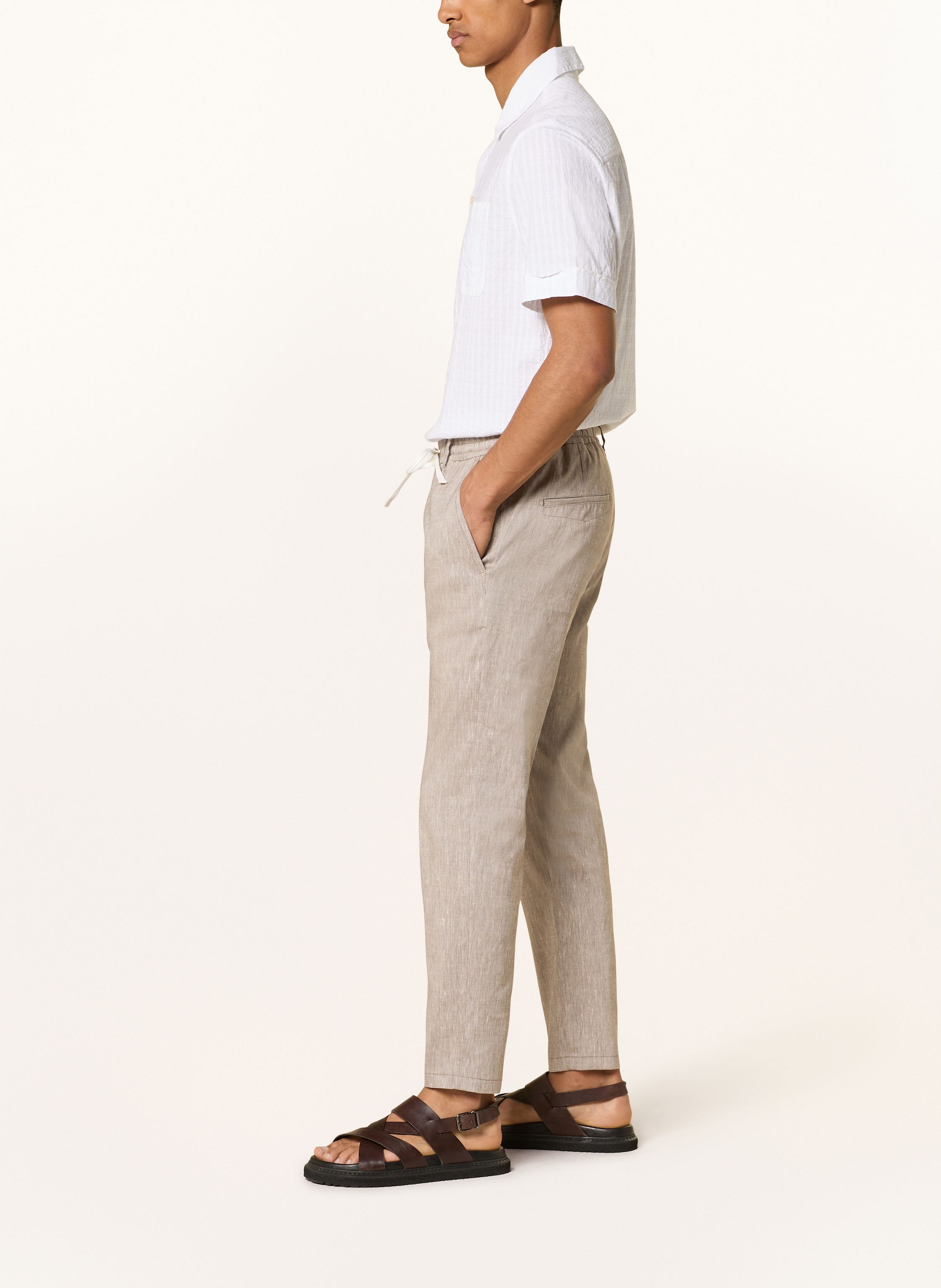 Thumbnail - Drykorn Hose Deger Im Jogging-Stil Regular Fit Mit Leinen beige