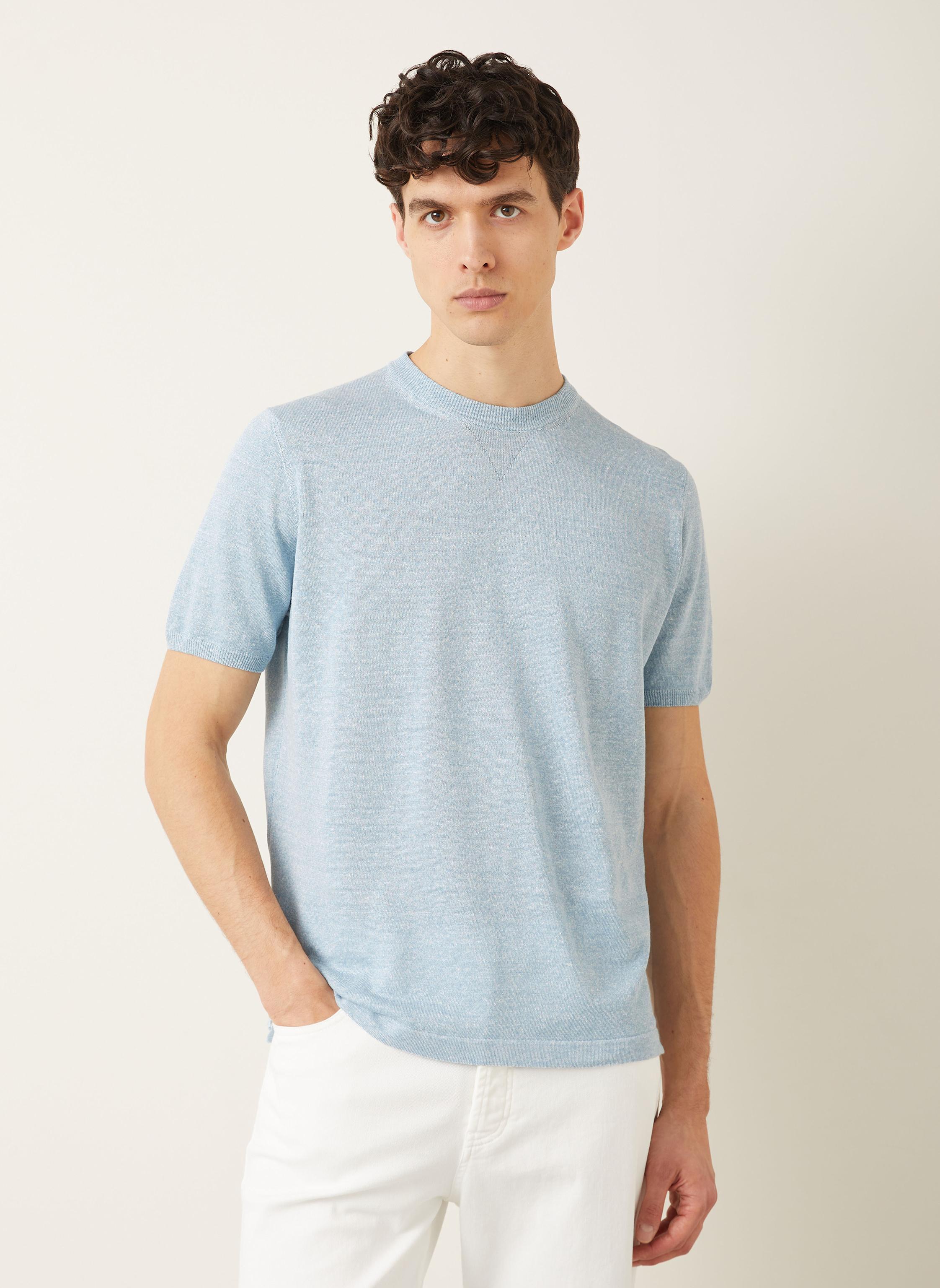 Thumbnail - Fioroni Strickshirt Mit Leinen blau