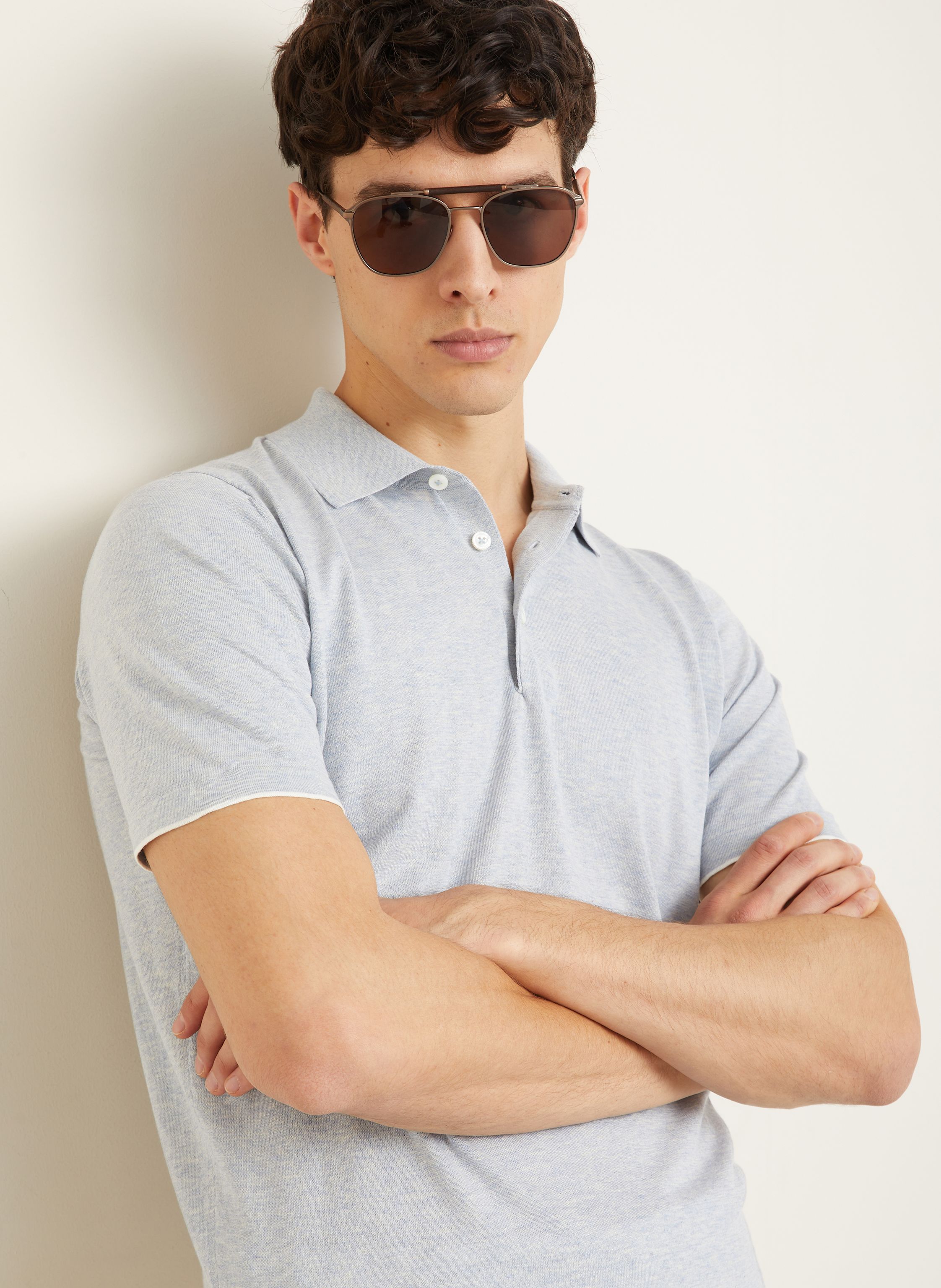 Thumbnail - Fioroni Strick-Poloshirt blau