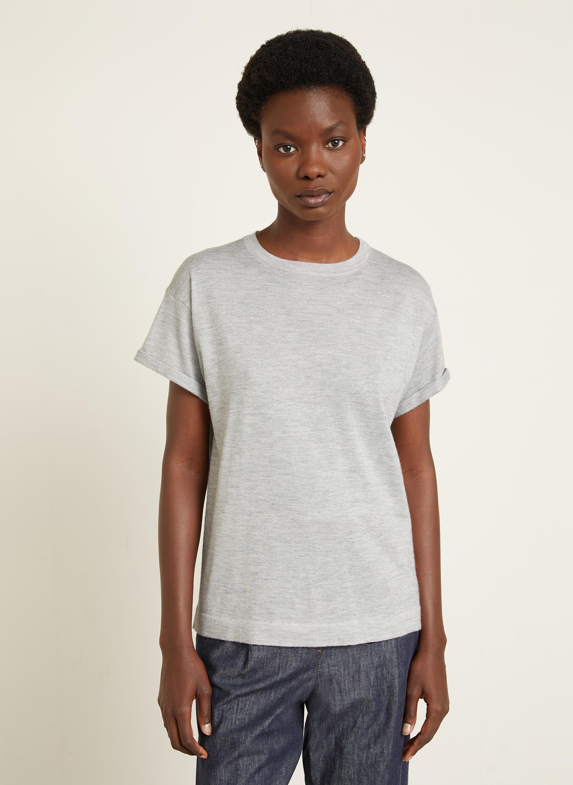 Thumbnail - Brunello Cucinelli T-Shirt Mit Cashmere Und Glitzergarn grau