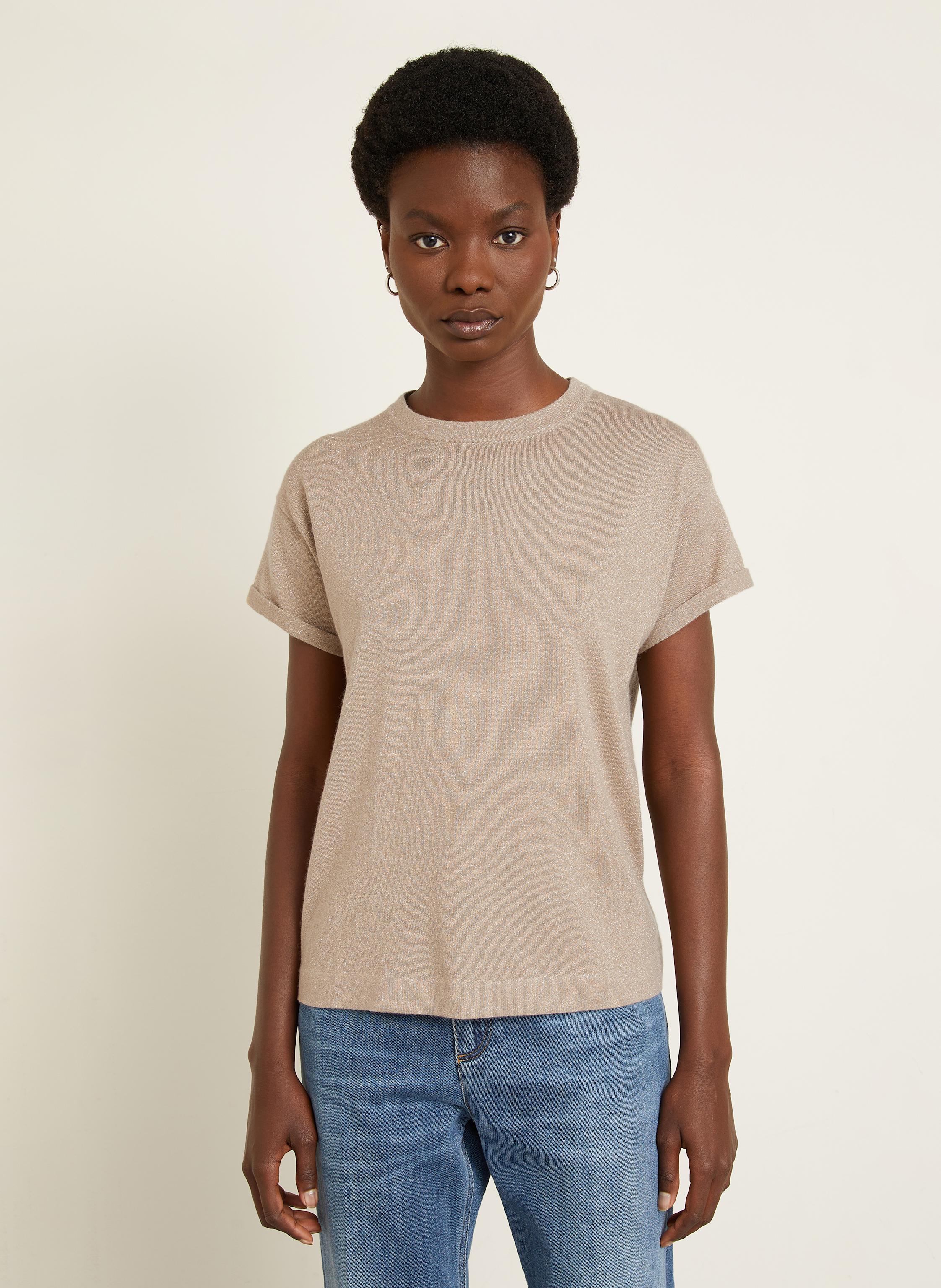 Thumbnail - Brunello Cucinelli T-Shirt Mit Cashmere Und Glitzergarn braun