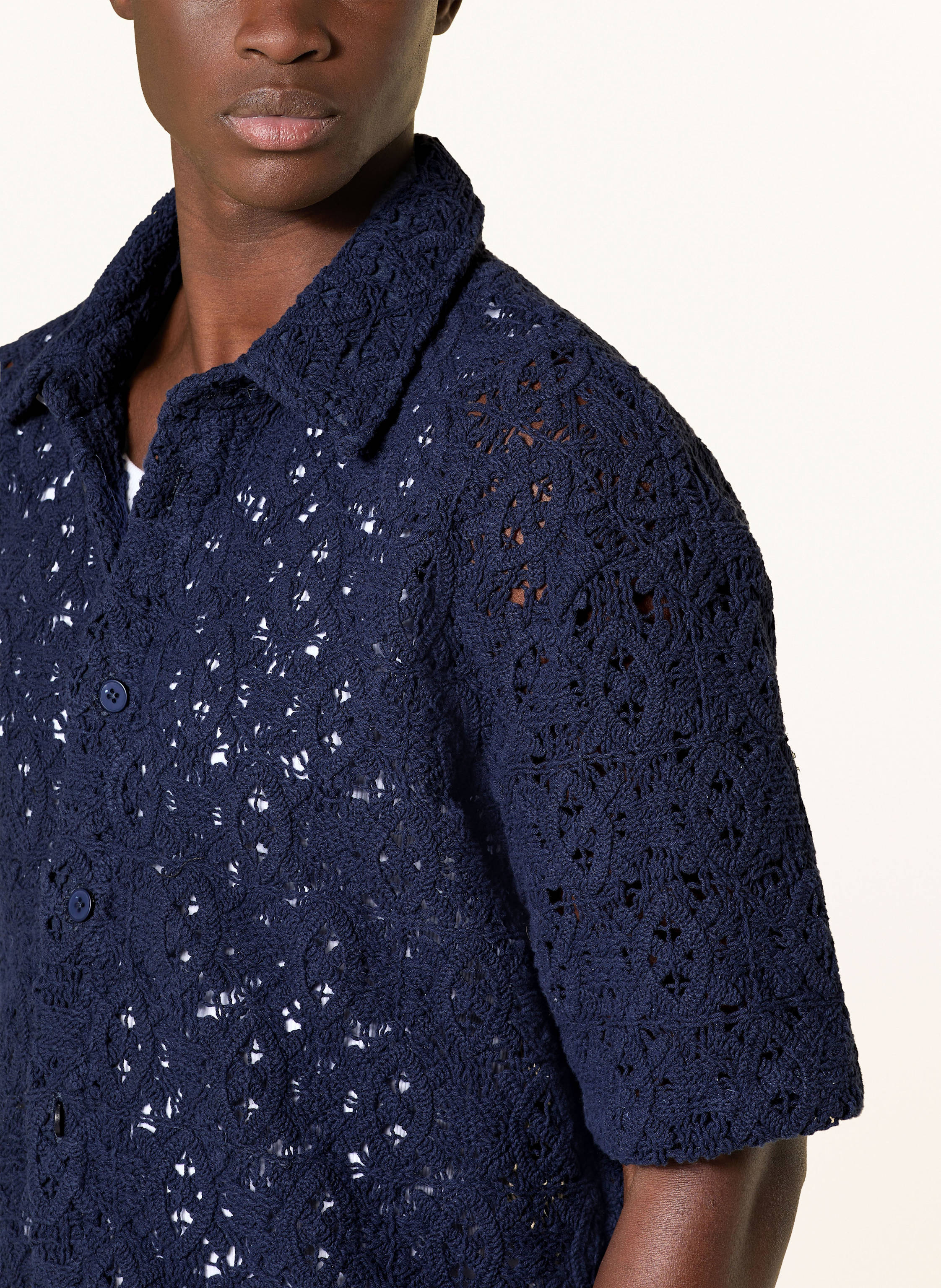 Thumbnail - Daily Paper Häkelhemd Lace Shield Relaxed Fit blau