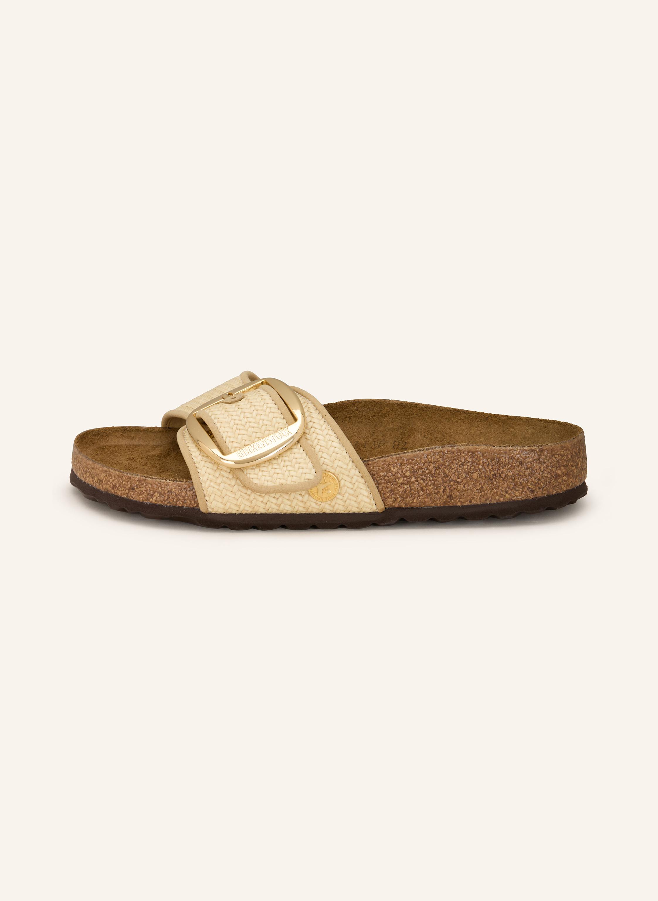 Thumbnail - Birkenstock Pantoletten Madrid Big Buckle Raffia beige