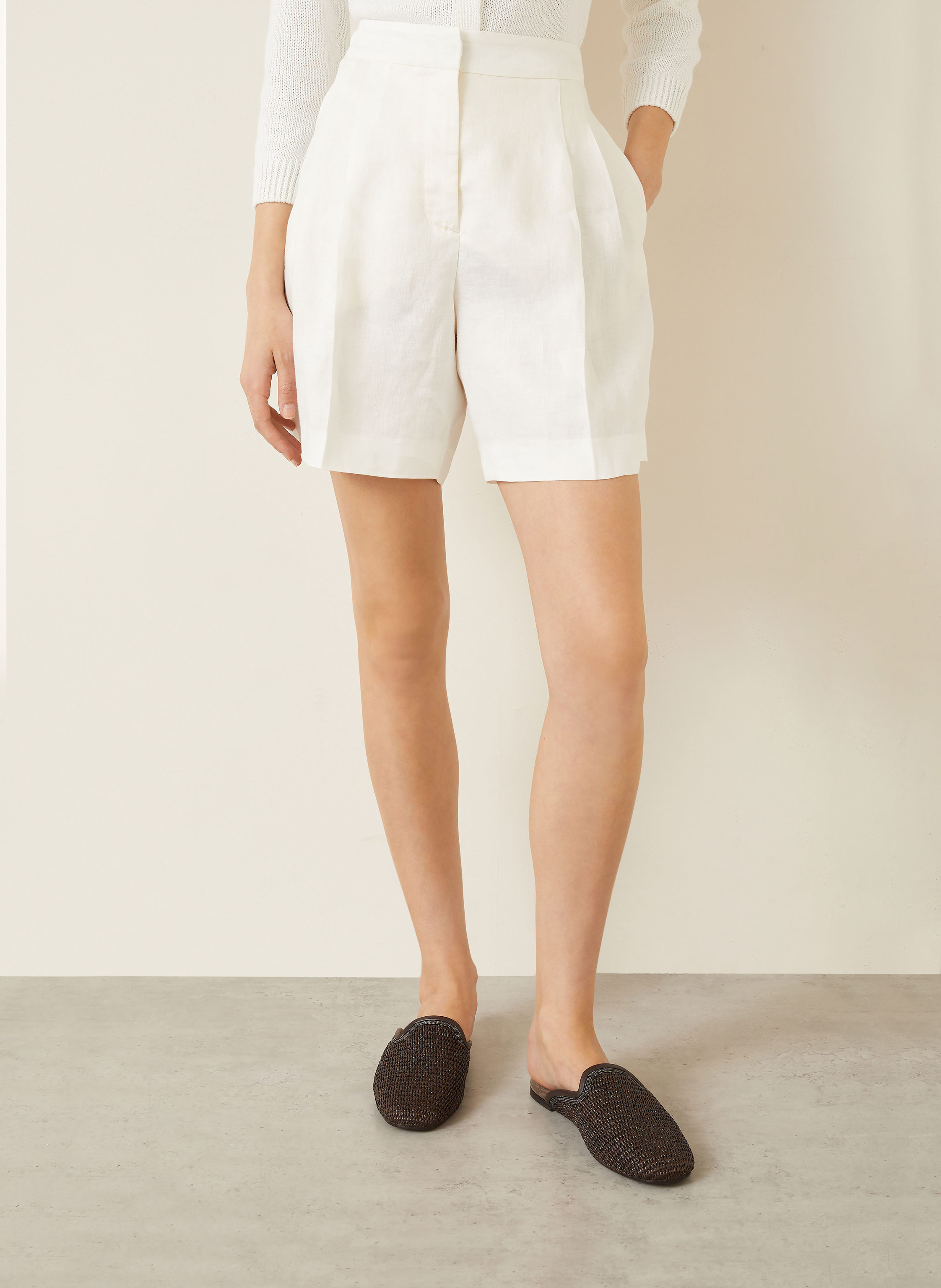 Thumbnail - Iris Von Arnim Leinenshorts Lain weiss