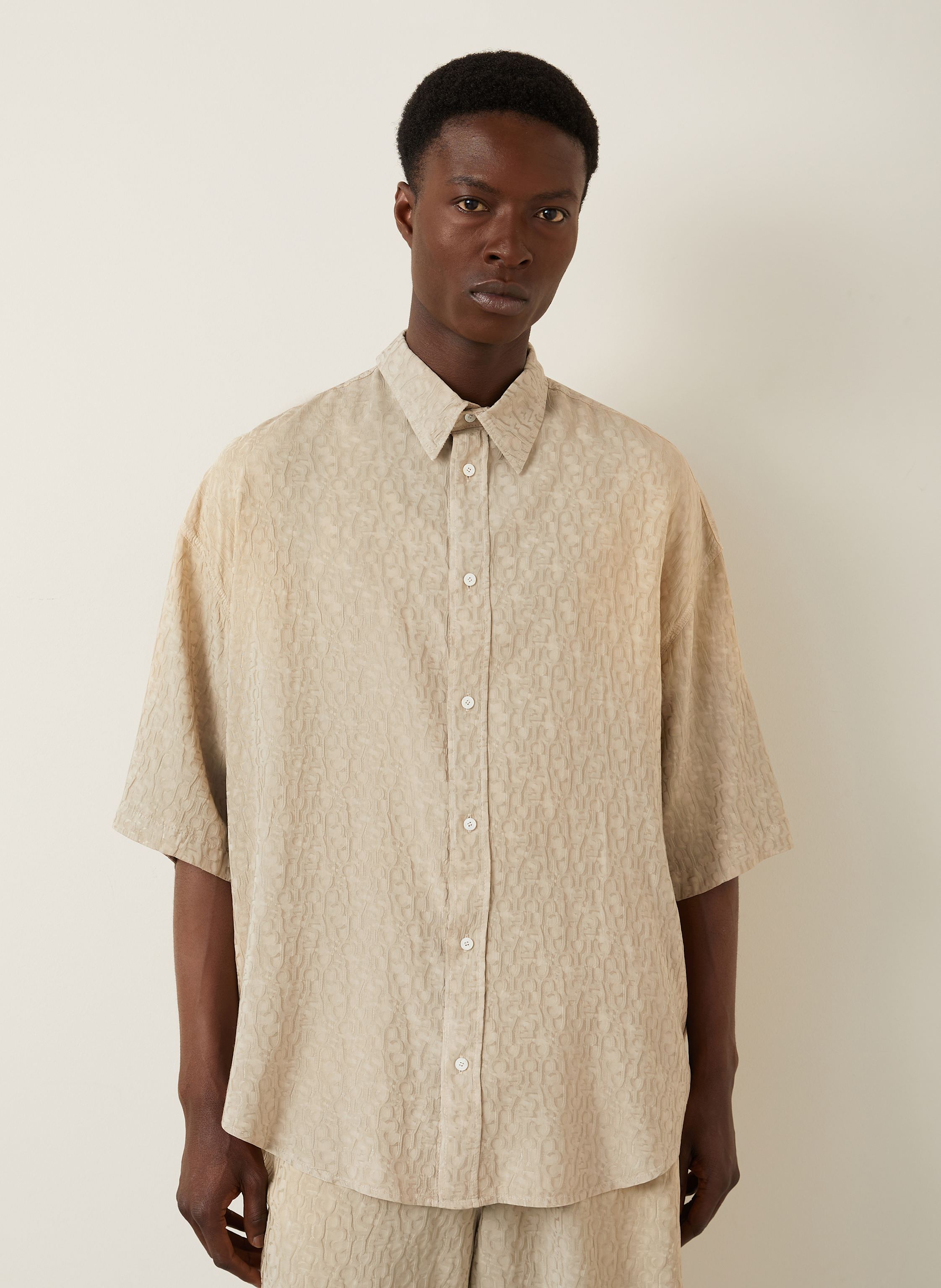 Thumbnail - Acne Studios Kurzarm-Hemd Comfort Fit beige