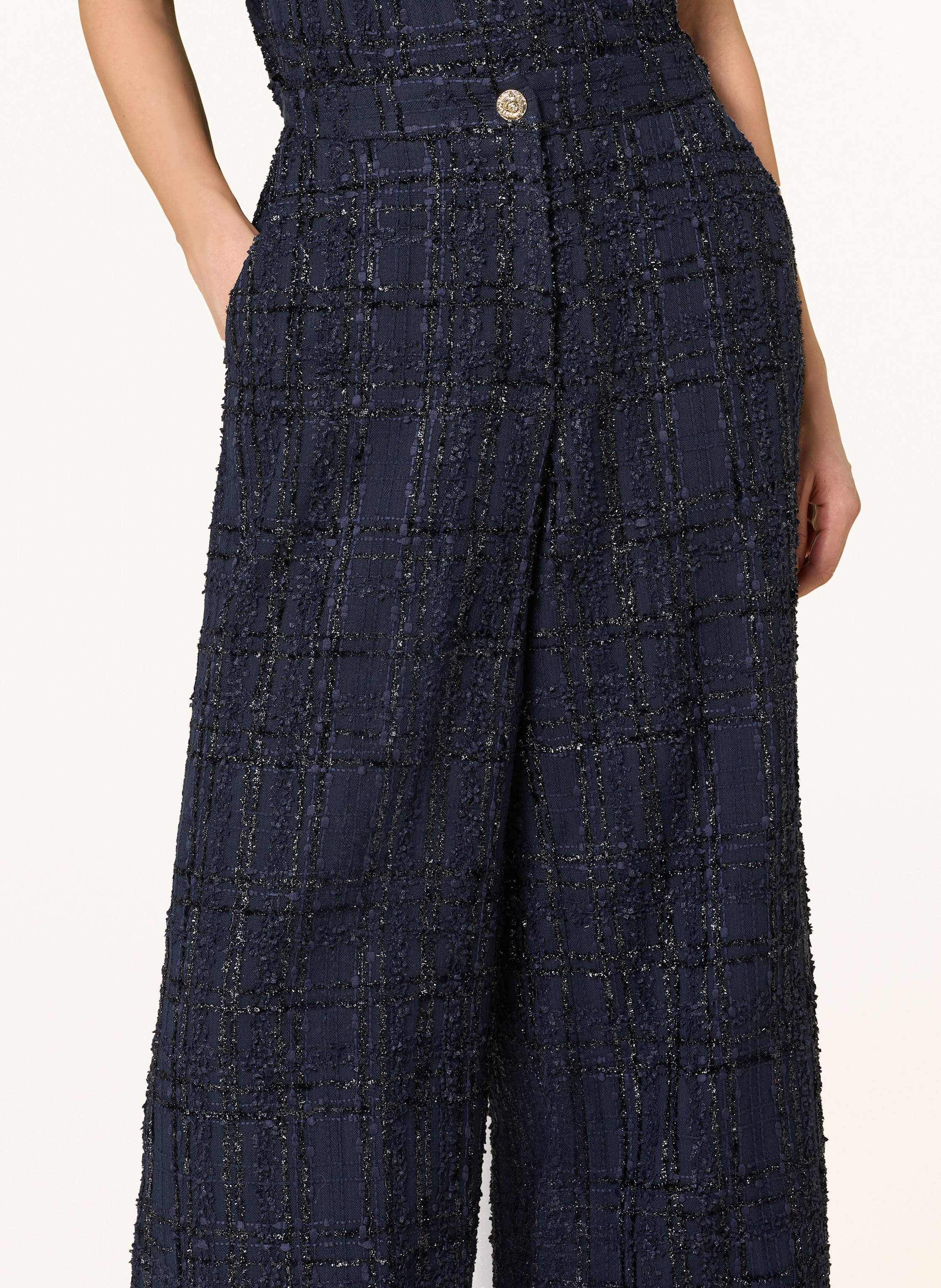 Thumbnail - Talbot Runhof Marlenehose Aus Tweed Mit Glitzergarn blau