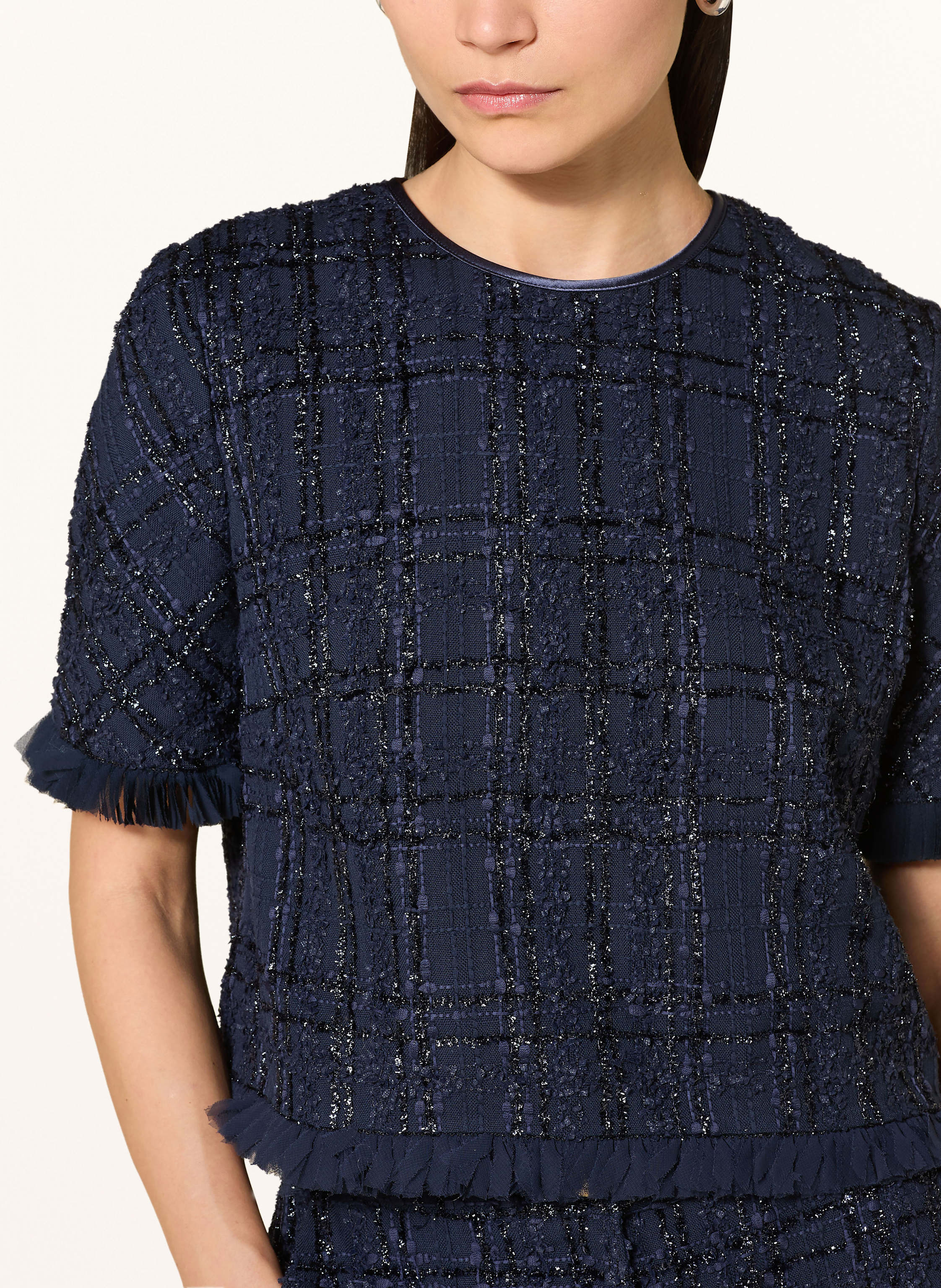 Thumbnail - Talbot Runhof Bouclé-Shirt Mit Glitzergarn blau