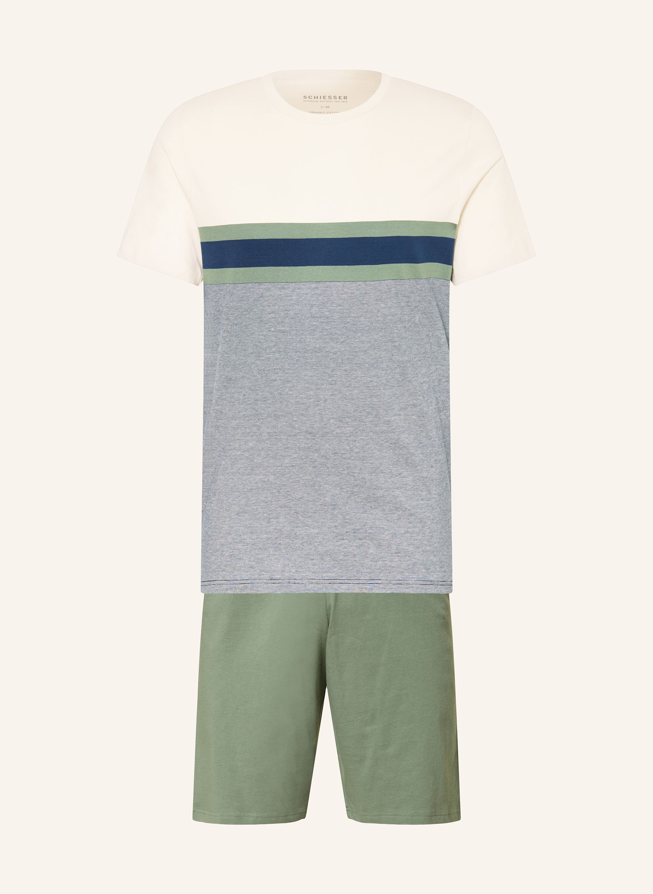 Schiesser Shorty-Schlafanzug Casual Nightwear gruen