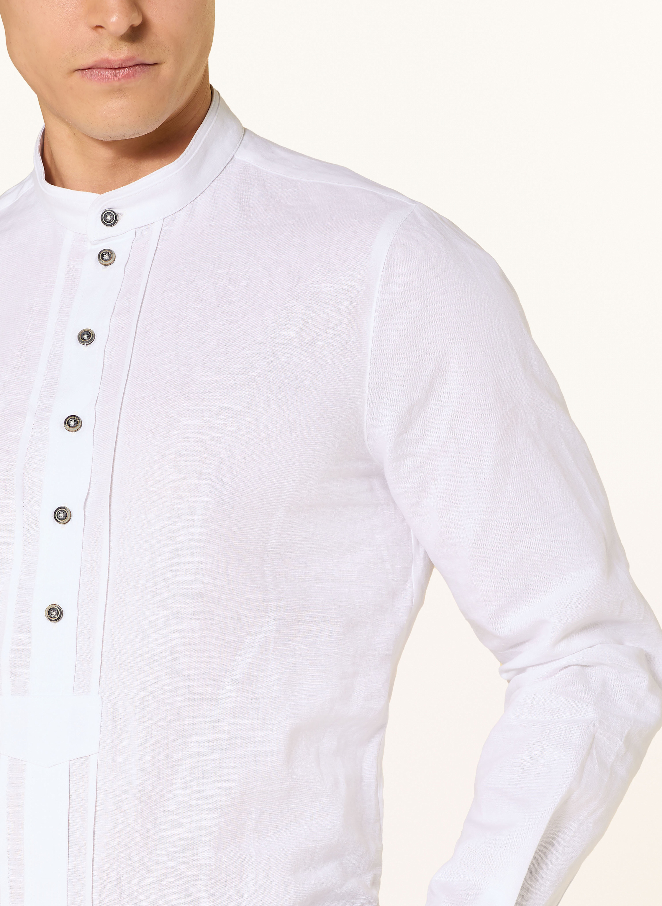 Thumbnail - Grasegger Trachtenhemd Kopeke Regular Fit Mit Leinen Und Stehkragen weiss