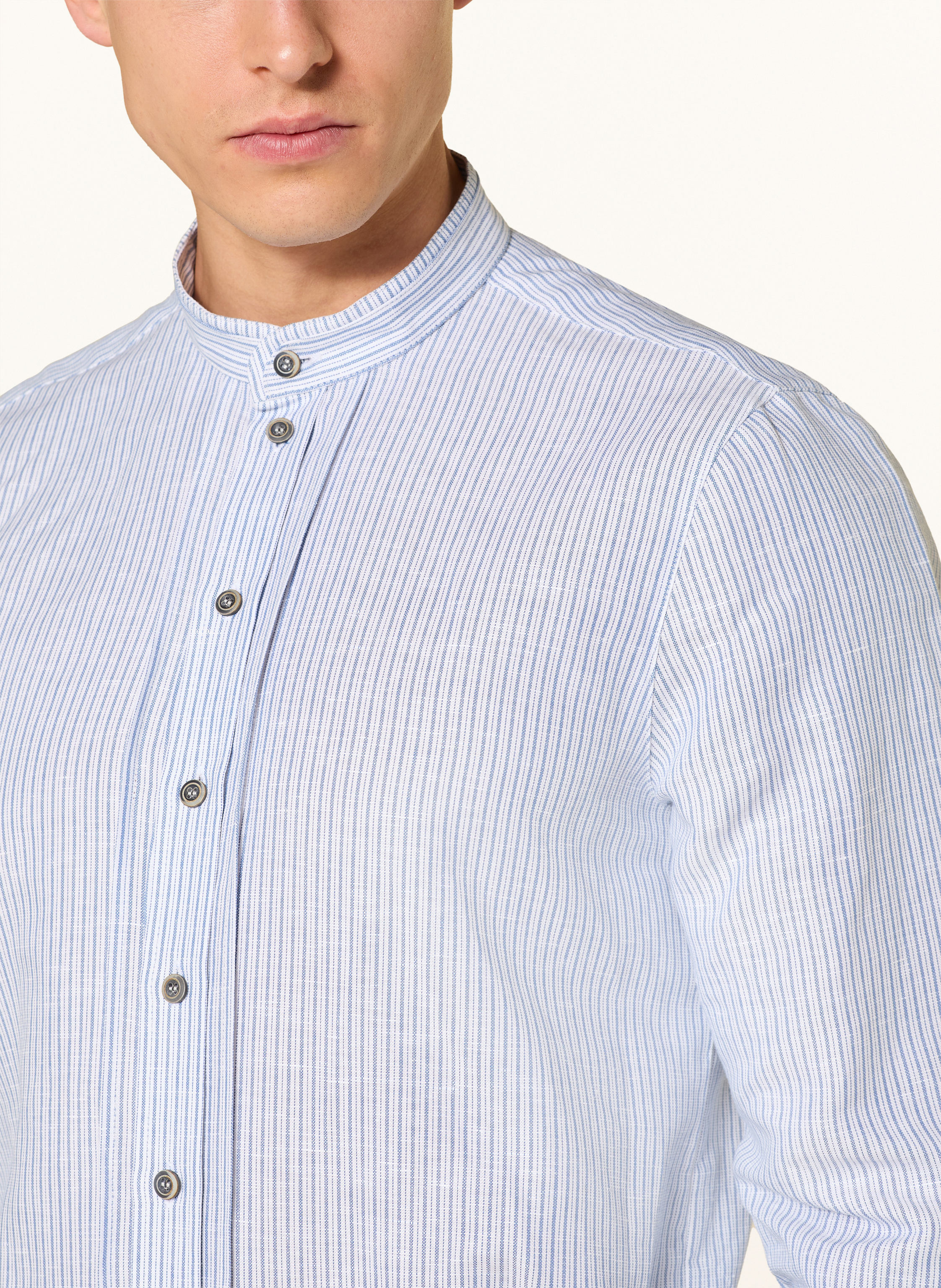 Thumbnail - Grasegger Trachtenhemd Kissing Regular Fit Mit Stehkragen Und Leinen weiss