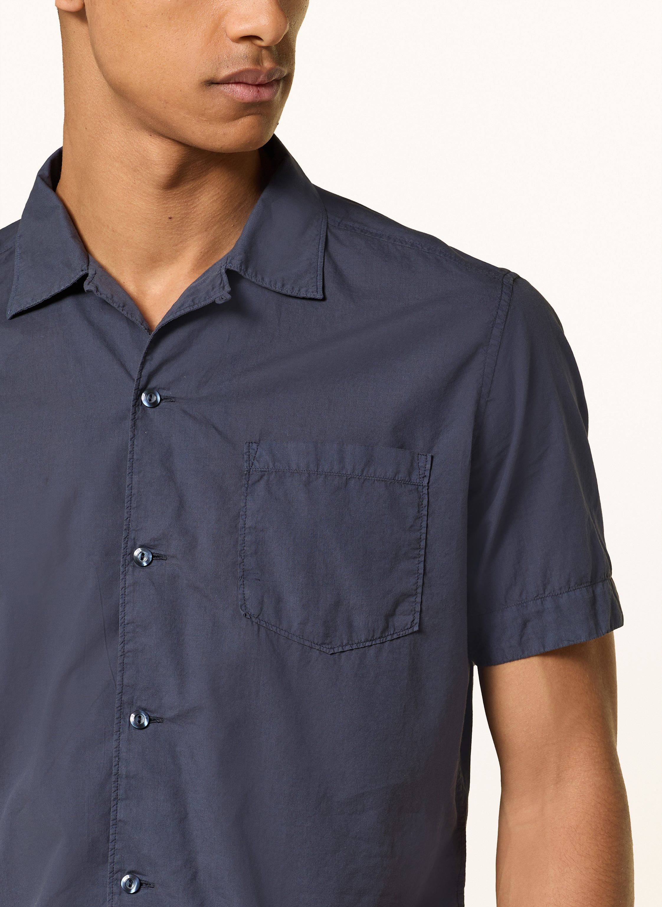 Thumbnail - Tintoria Mattei Kurzarm-Hemd Regular Fit blau