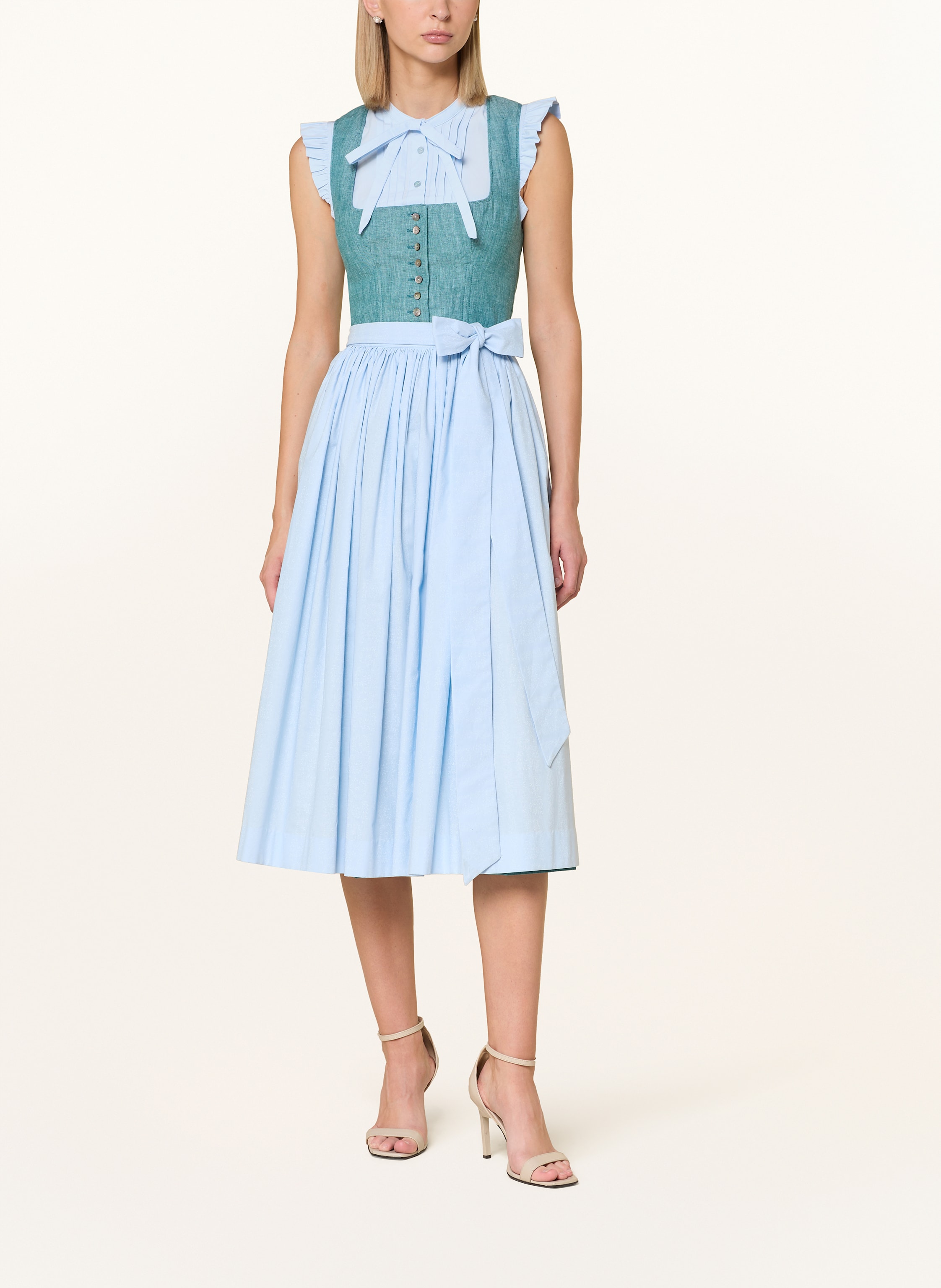 Thumbnail - Hammerschmid Dirndlbluse Antonia Mit Schluppe Und Rüschen blau