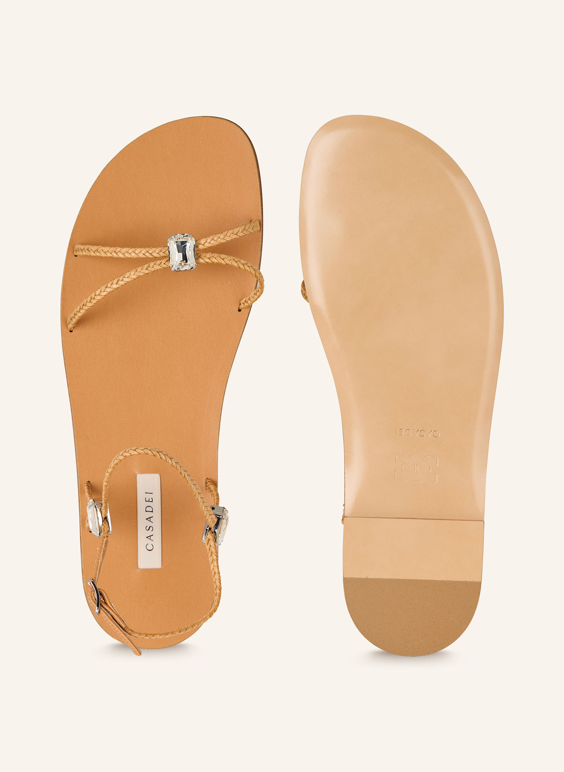 Thumbnail - Casadei Sandalen Valentina Mit Schmucksteinen beige