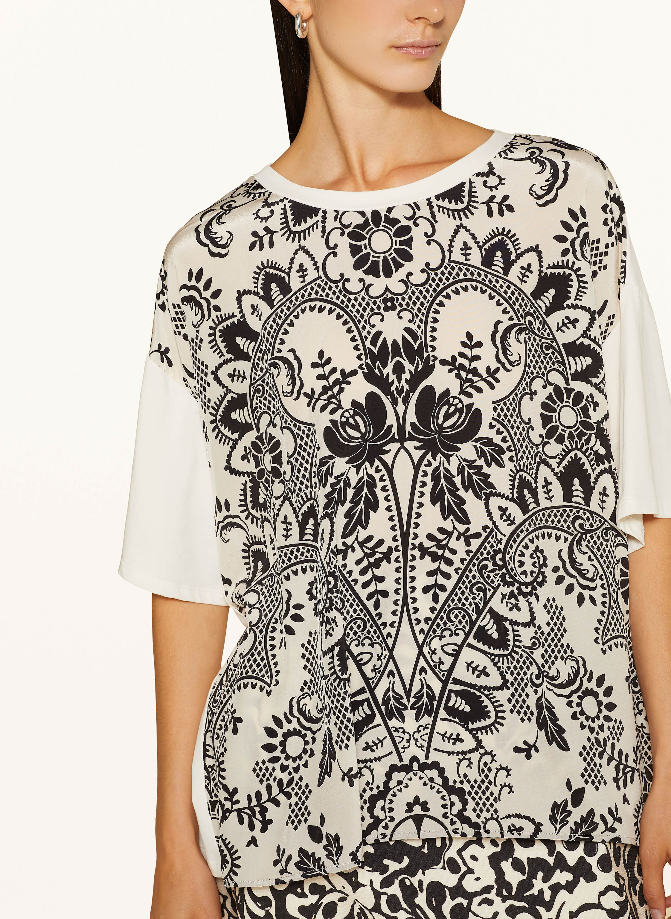 Thumbnail - Weekend Max Mara T-Shirt Pampas Im Materialmix weiss