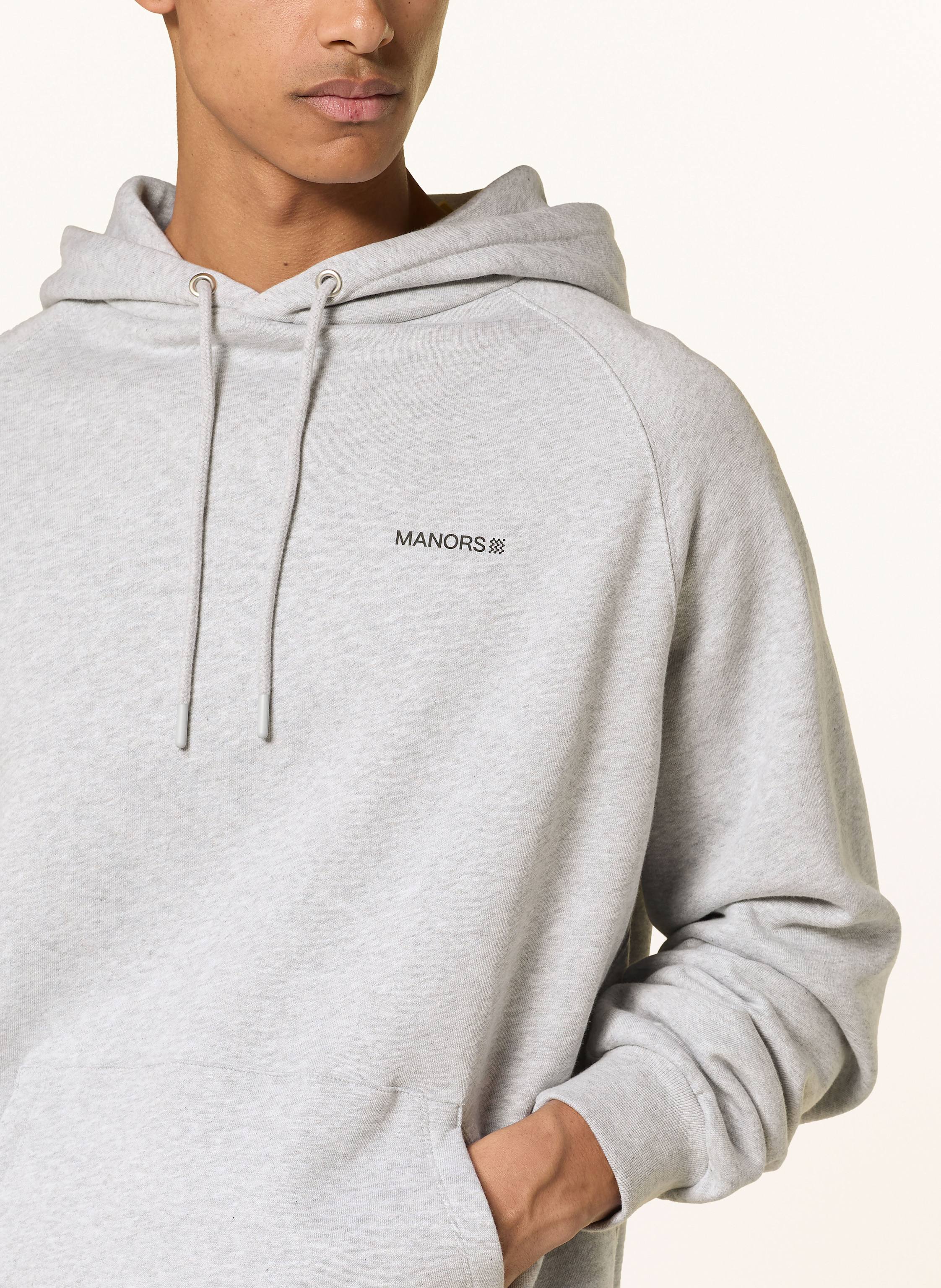 Thumbnail - Manors Hoodie Organic Logo grau