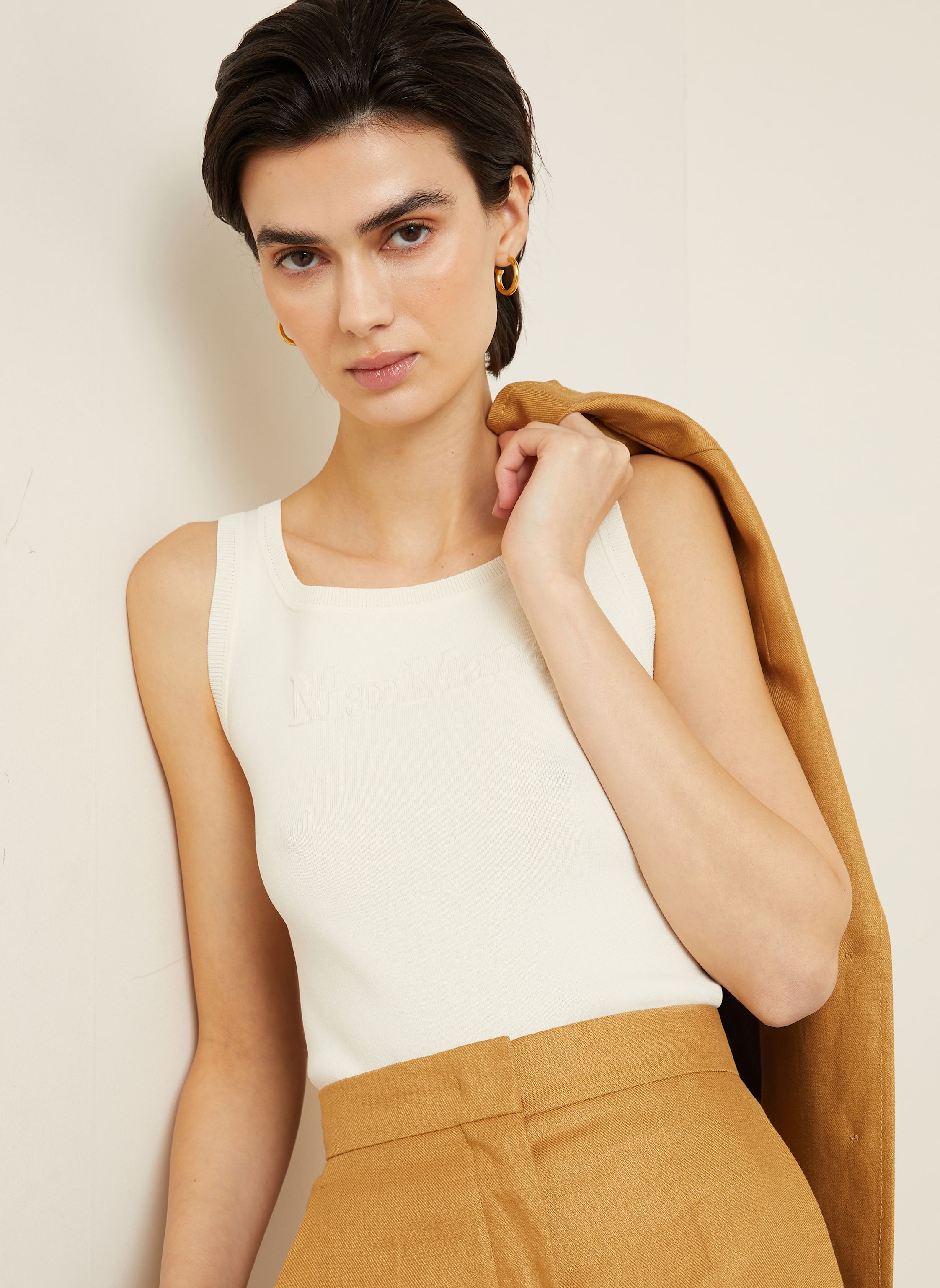 Thumbnail - Max Mara Stricktop Pentola weiss