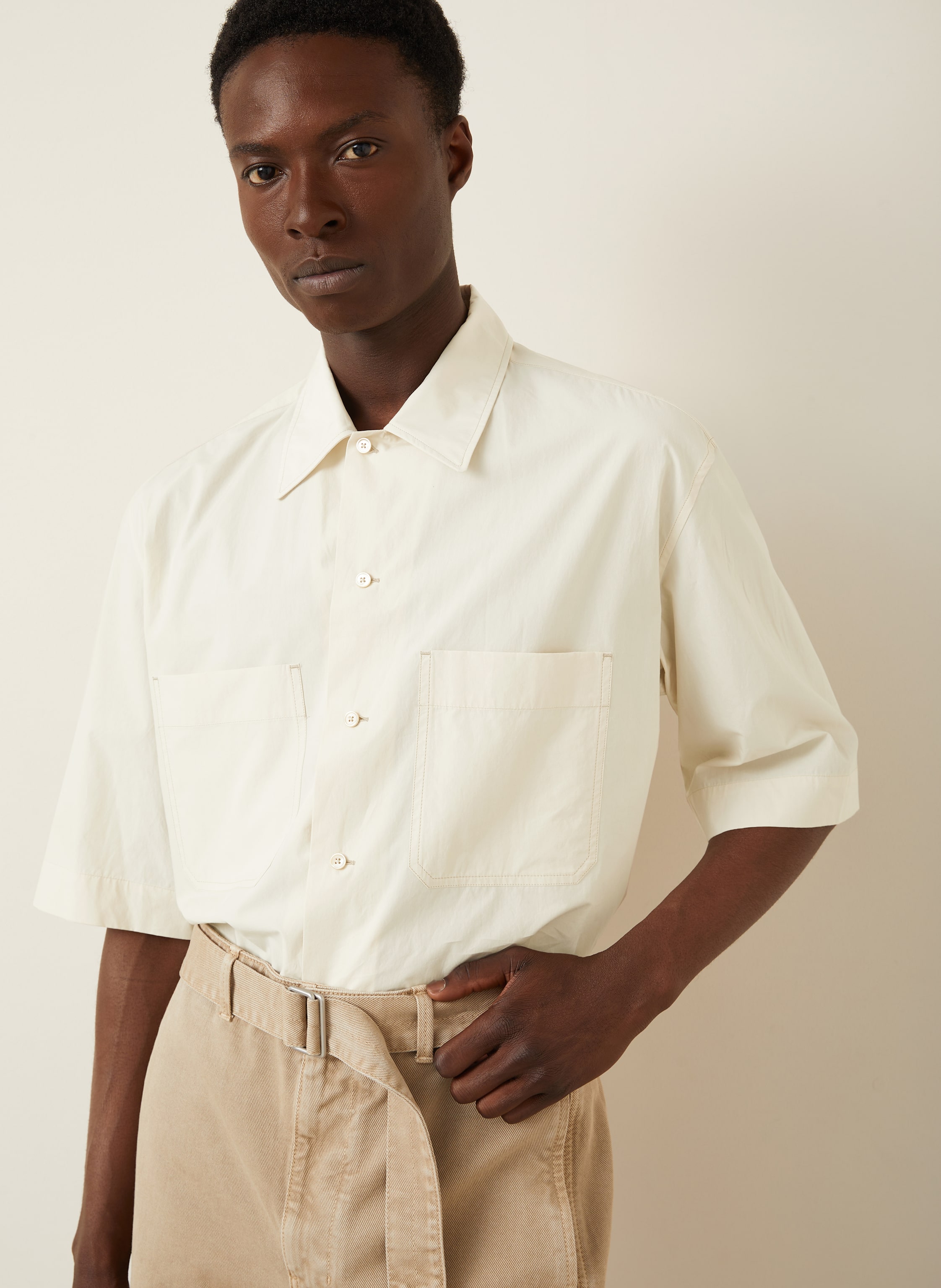 Thumbnail - Lemaire Kurzarm-Hemd Comfort Fit beige