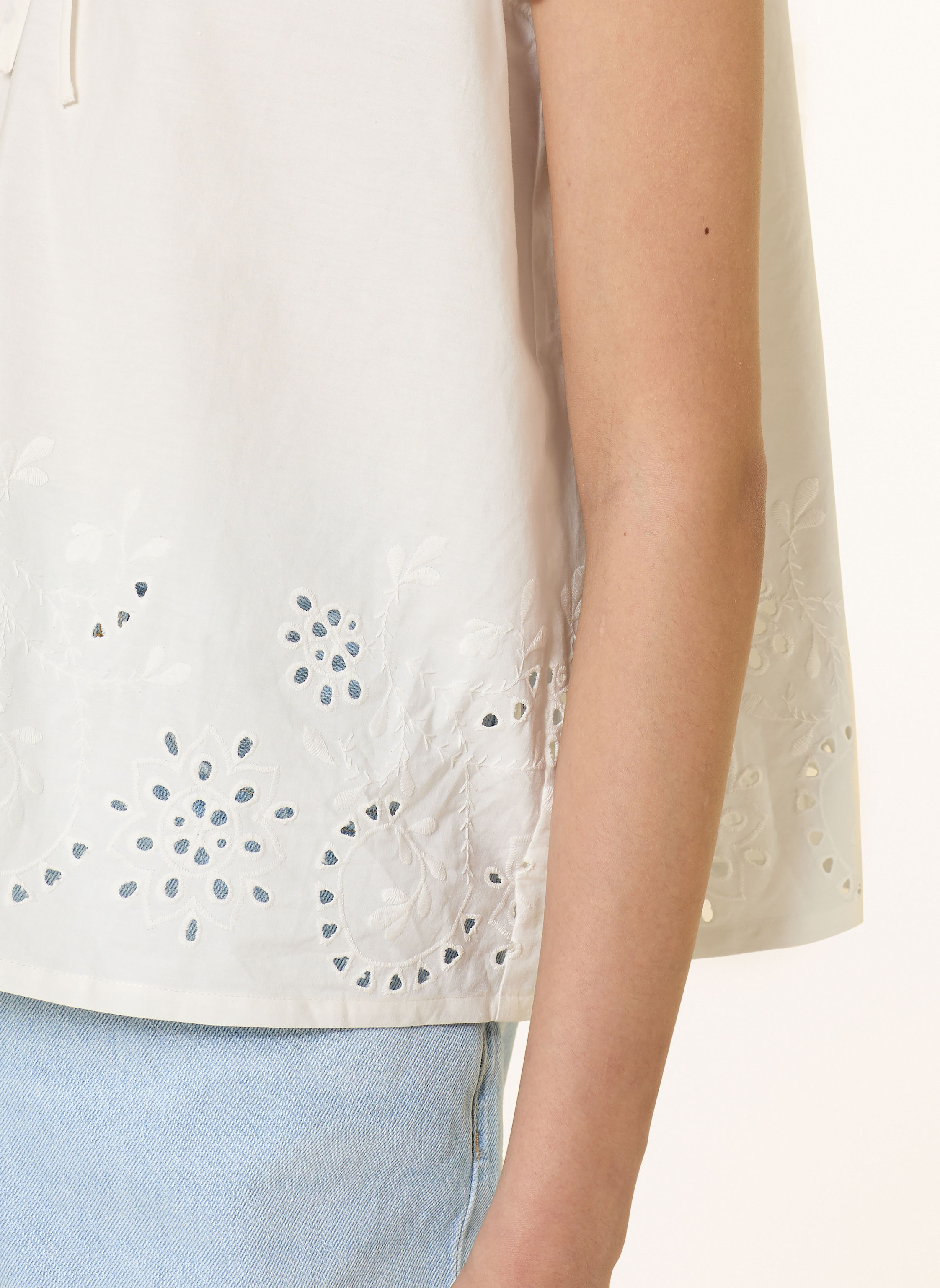 Thumbnail - Rosemunde Blusentop Lauren Mit Lochspitze Und Rüschen weiss