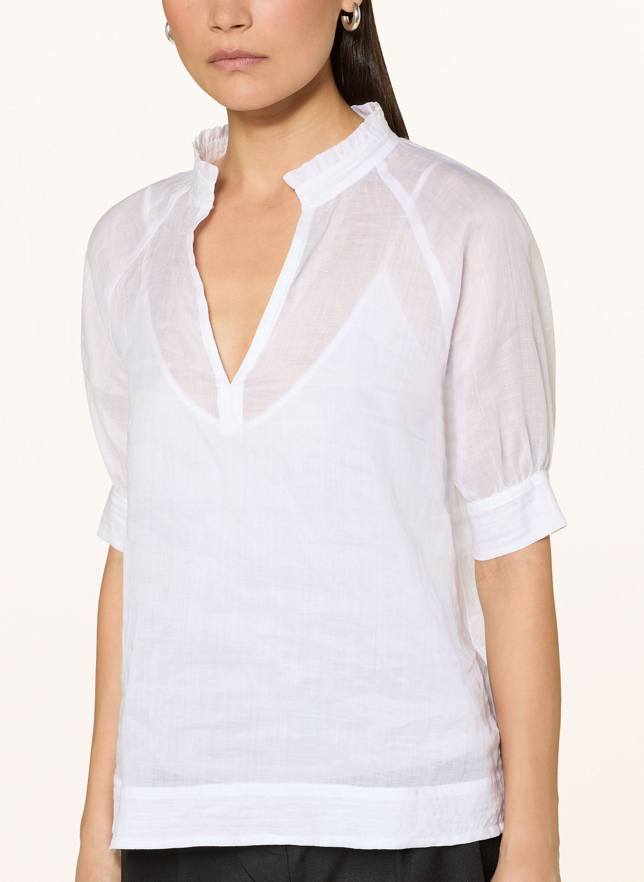 Thumbnail - Max Mara Studio Bluse Orvieto Mit Rüschen weiss