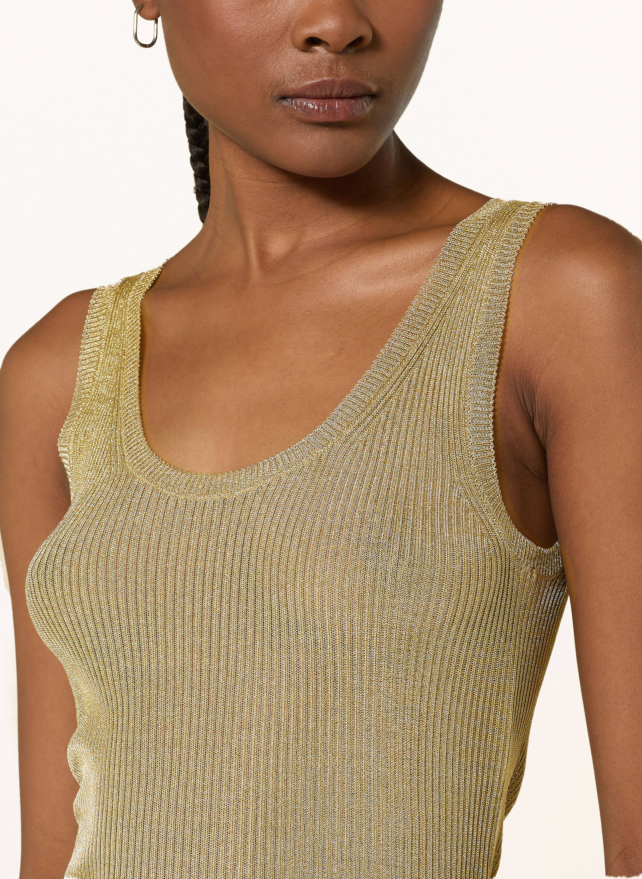 Thumbnail - Max Mara Studio Stricktop Hardy Mit Glitzergarn gold