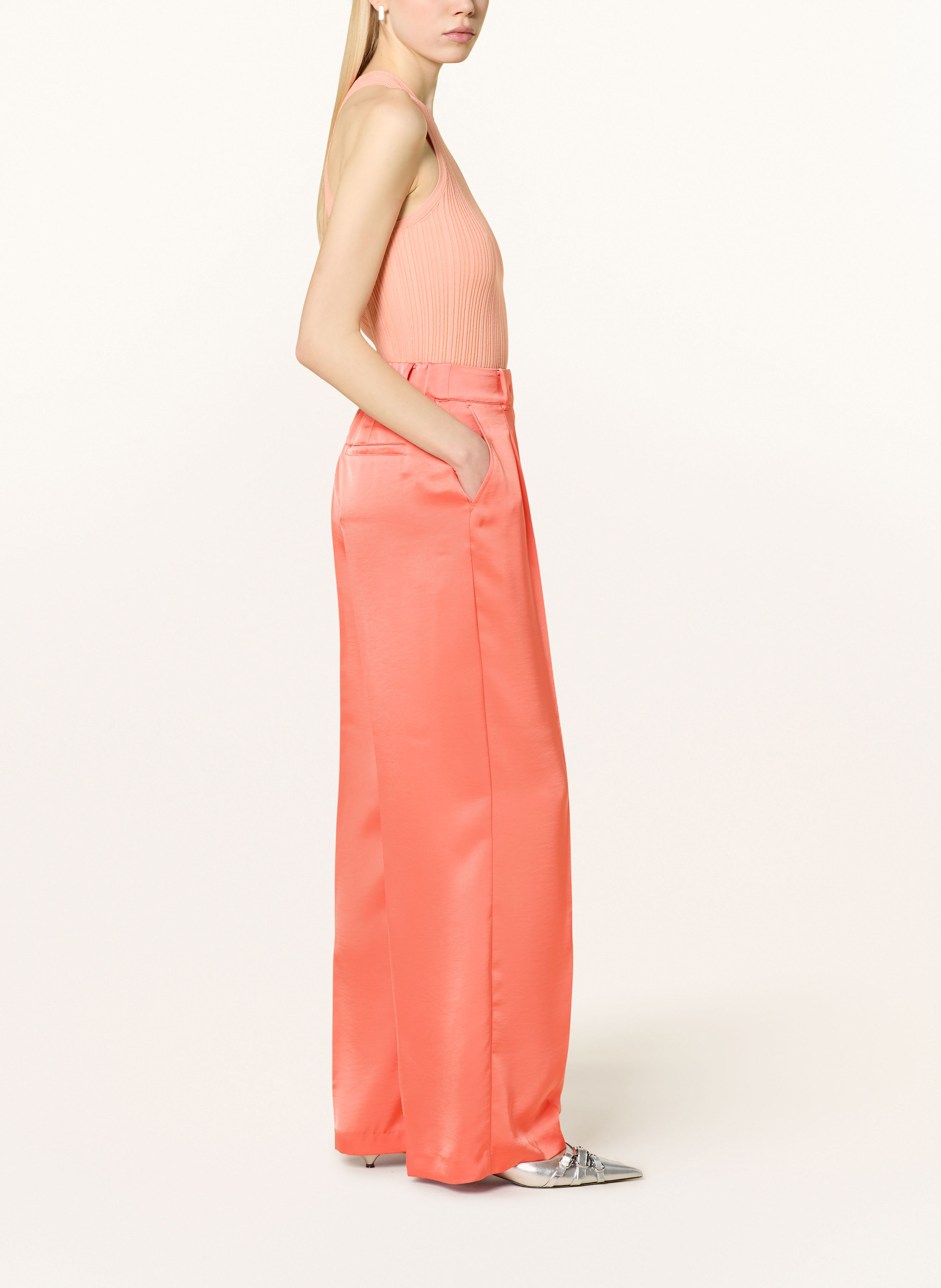 Thumbnail - dante6 Marlenehose Jules Aus Satin orange