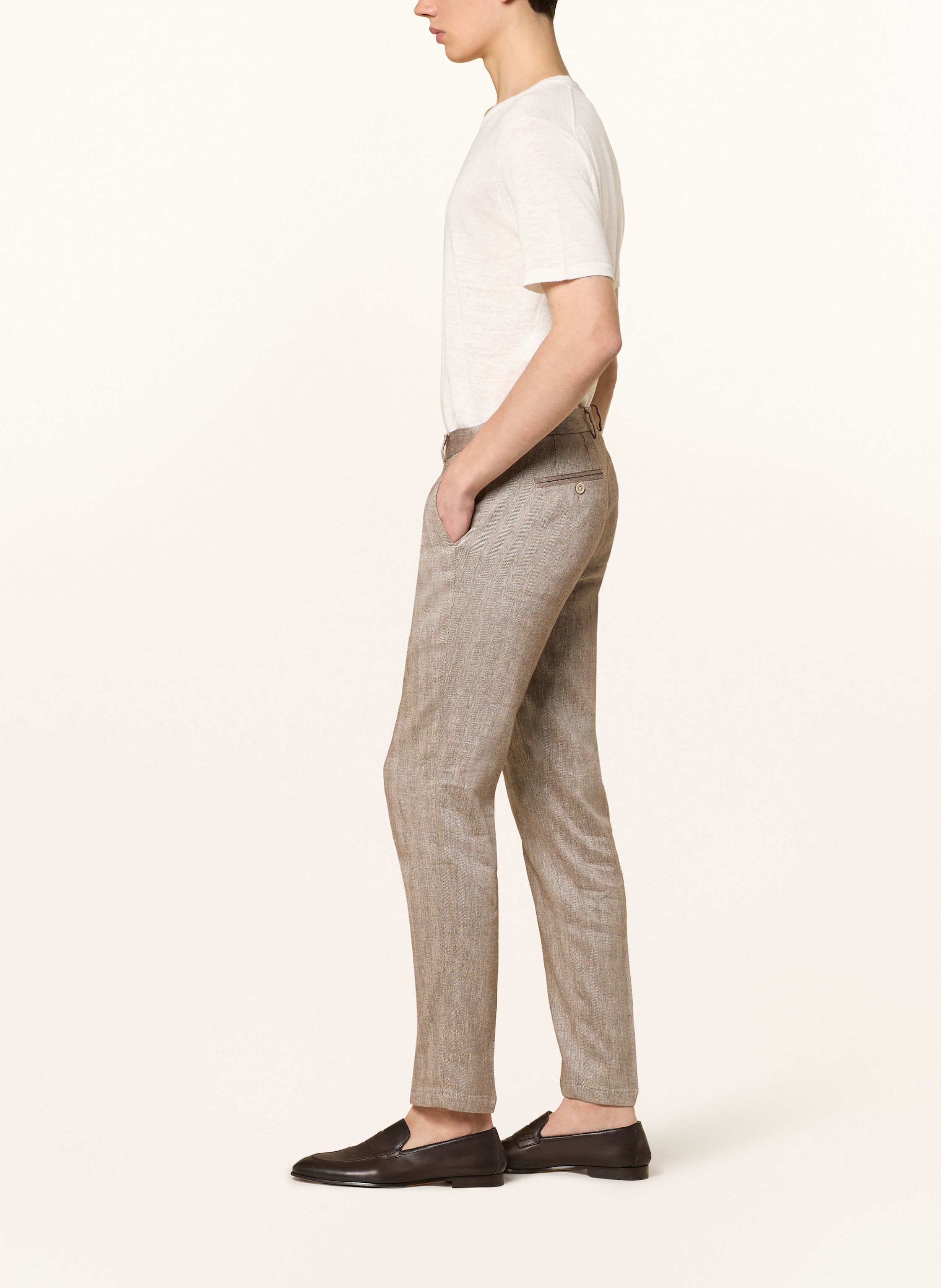 Thumbnail - Paul Anzughose Slim Fit Mit Leinen braun