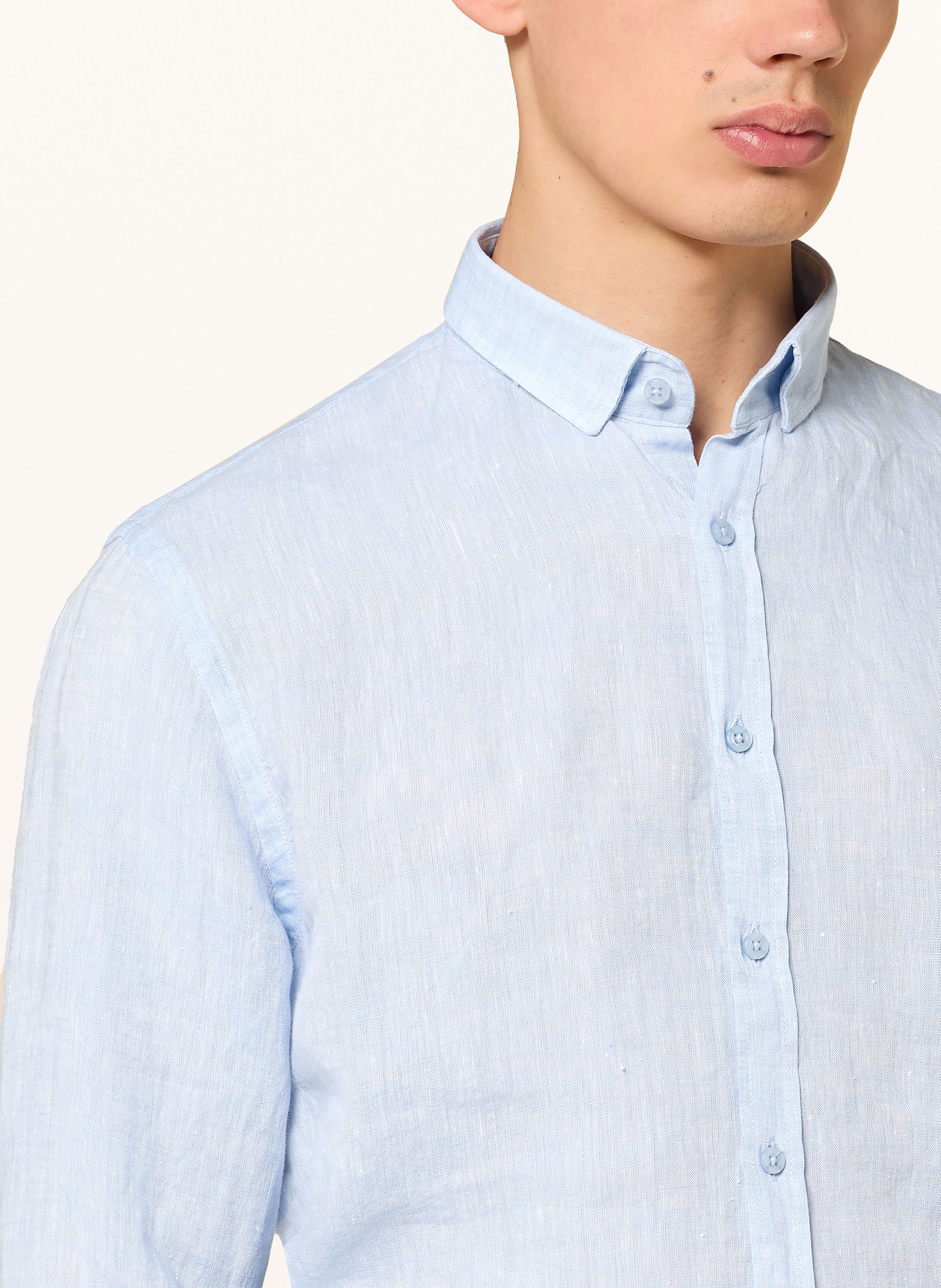 Thumbnail - q1 Manufaktur Hemd Extra Slim Fit Aus Leinen blau