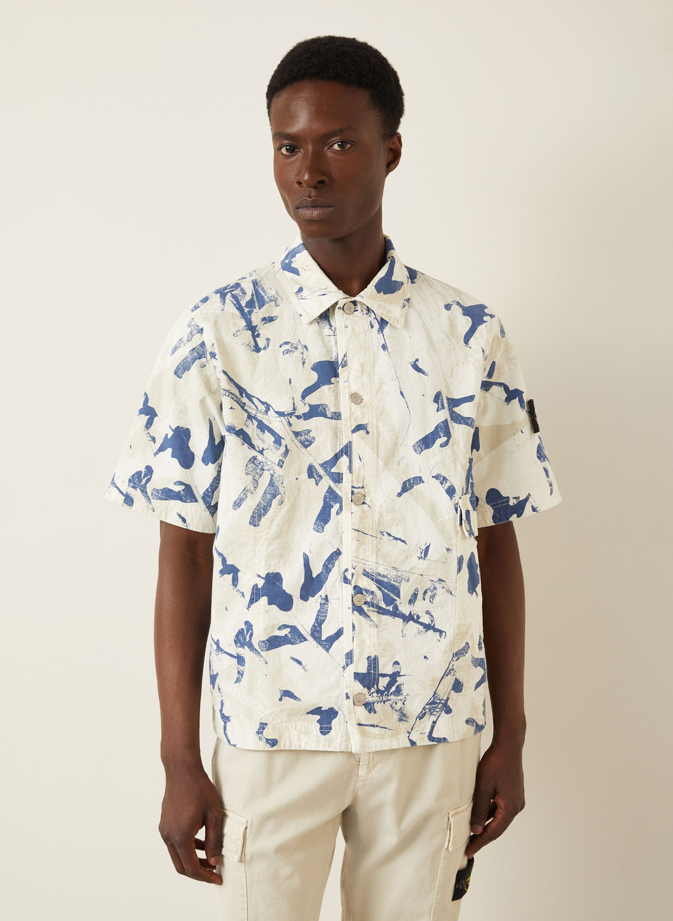 Thumbnail - Stone Island Kurzarm-Hemd Comfort Fit weiss