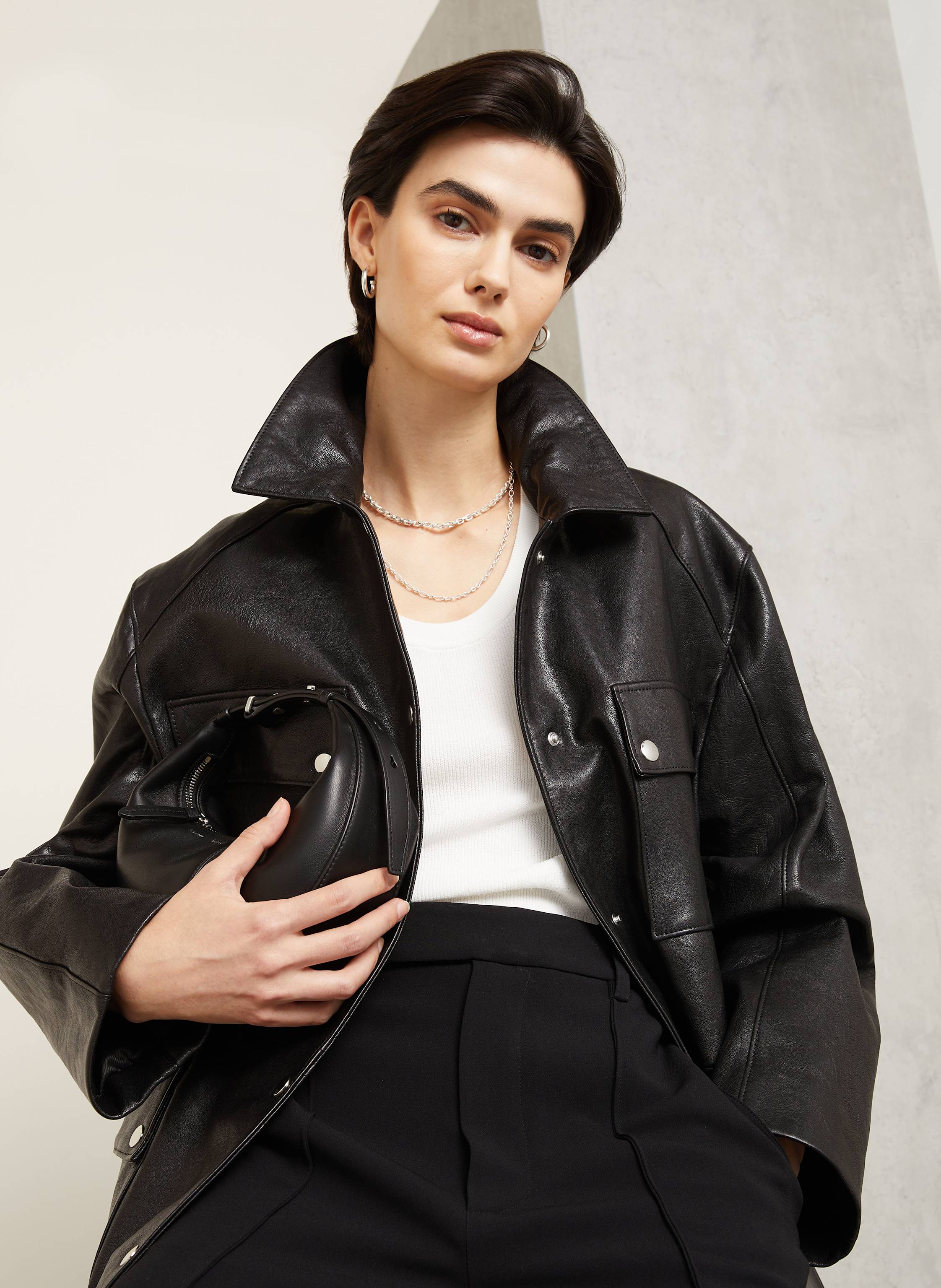 Thumbnail - Proenza Schouler Lederjacke Brice schwarz
