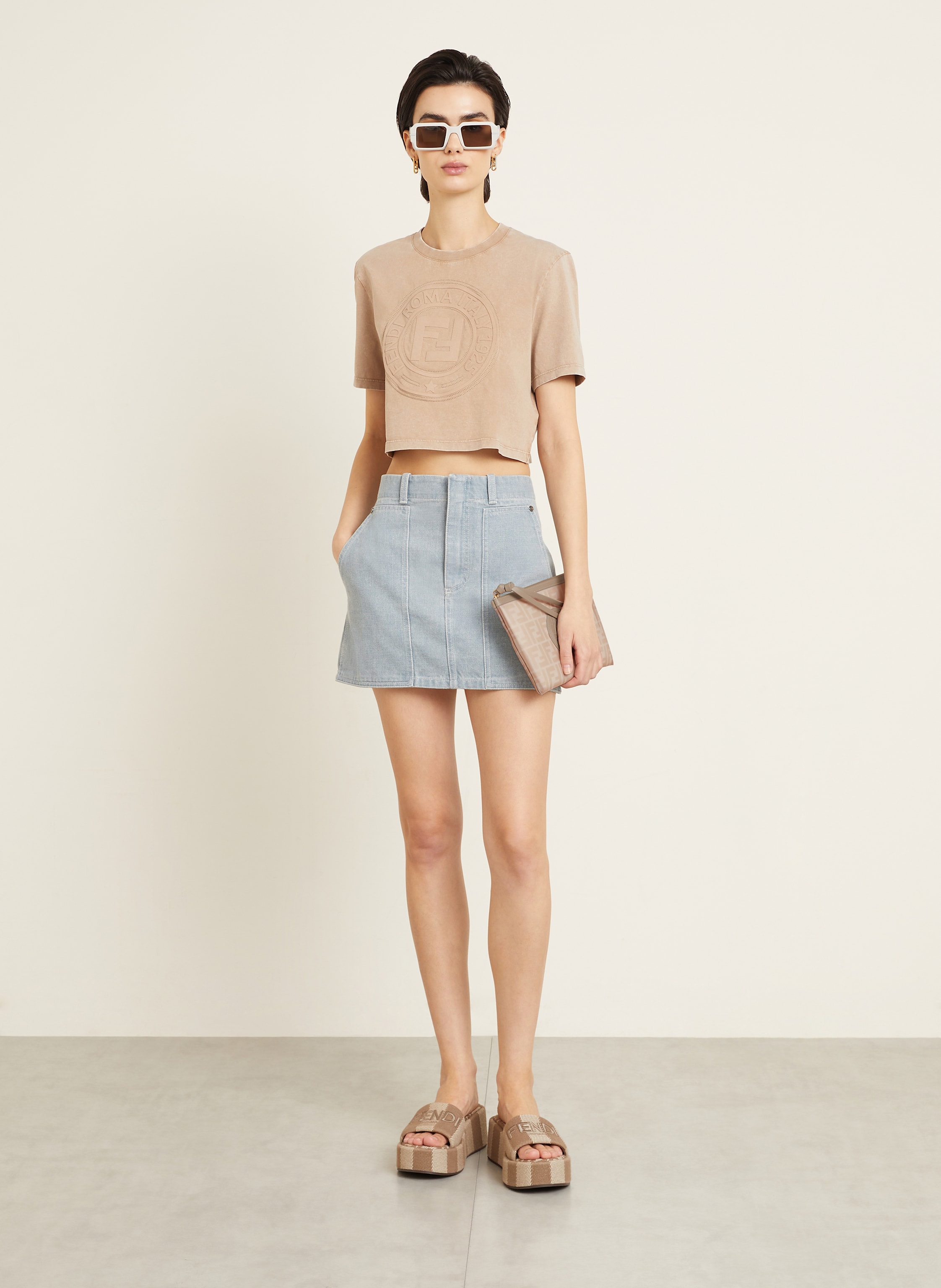 Thumbnail - Fendi Kosmetiktasche Ff beige