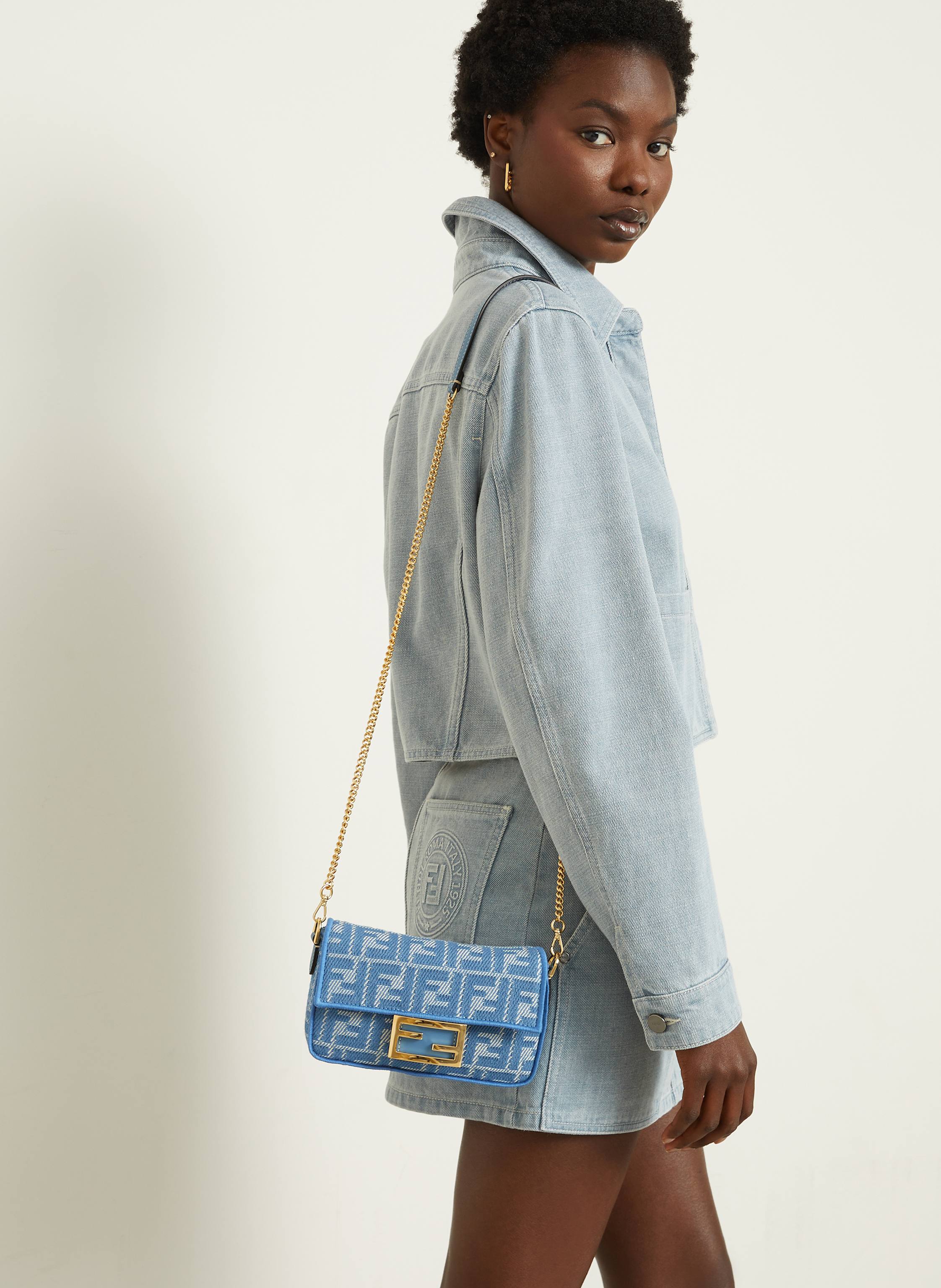 Thumbnail - Fendi Schultertasche Baguette Mini blau
