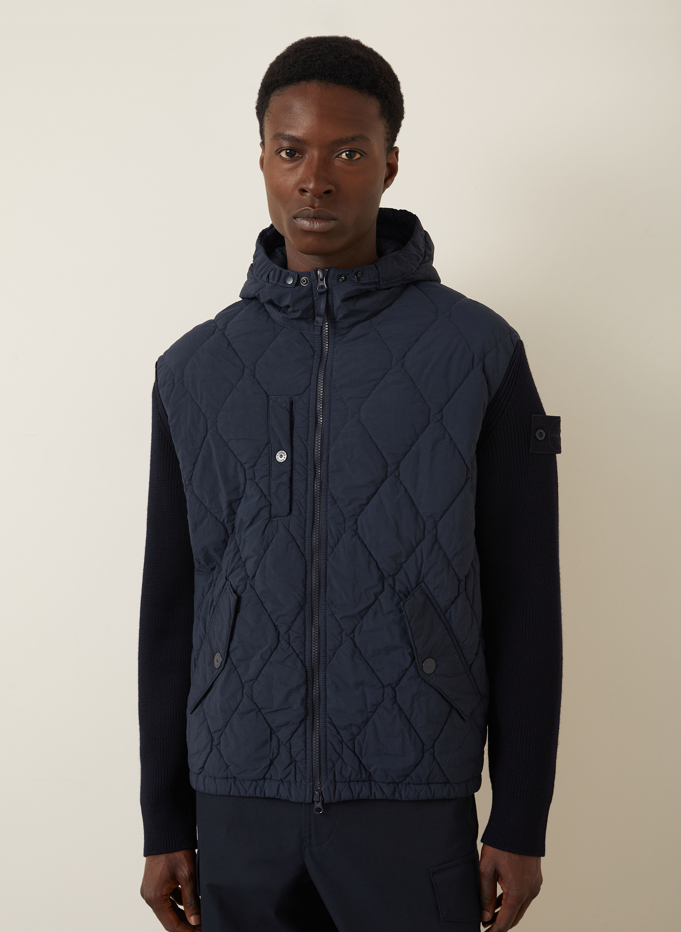 Thumbnail - Stone Island Blouson Ghost Im Materialmix blau