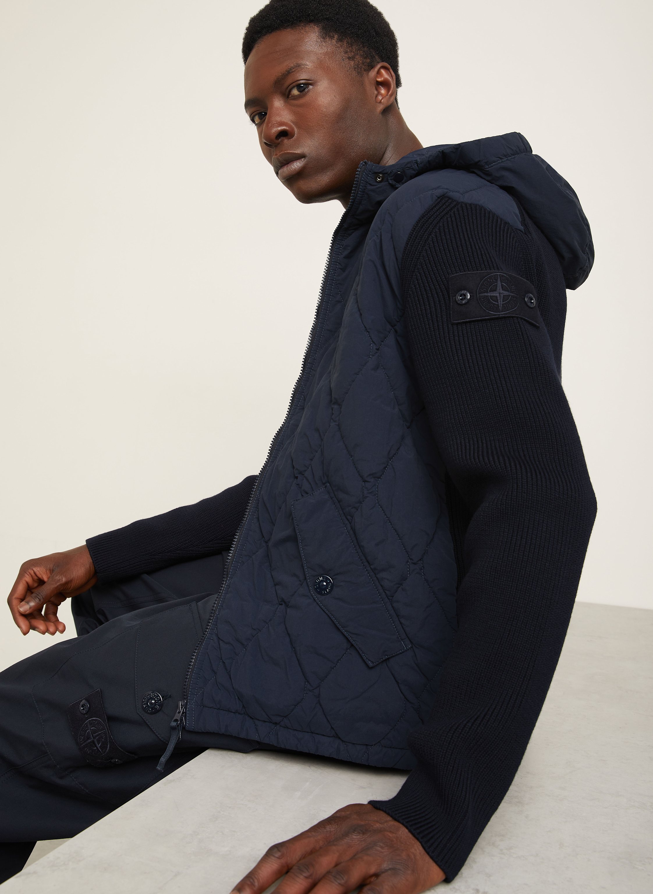Thumbnail - Stone Island Blouson Ghost Im Materialmix blau