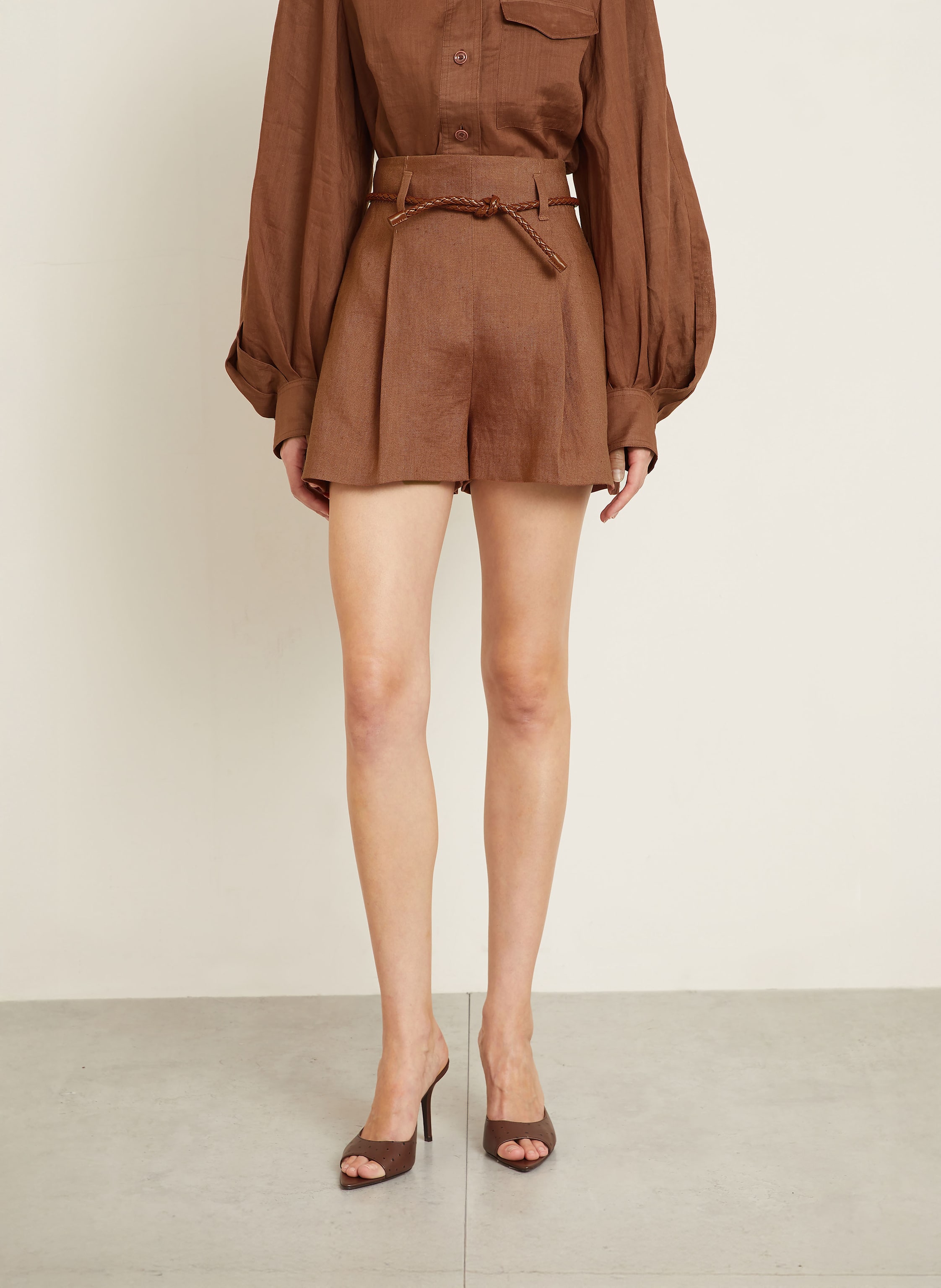 Thumbnail - Zimmermann Leinenshorts Illuminate braun