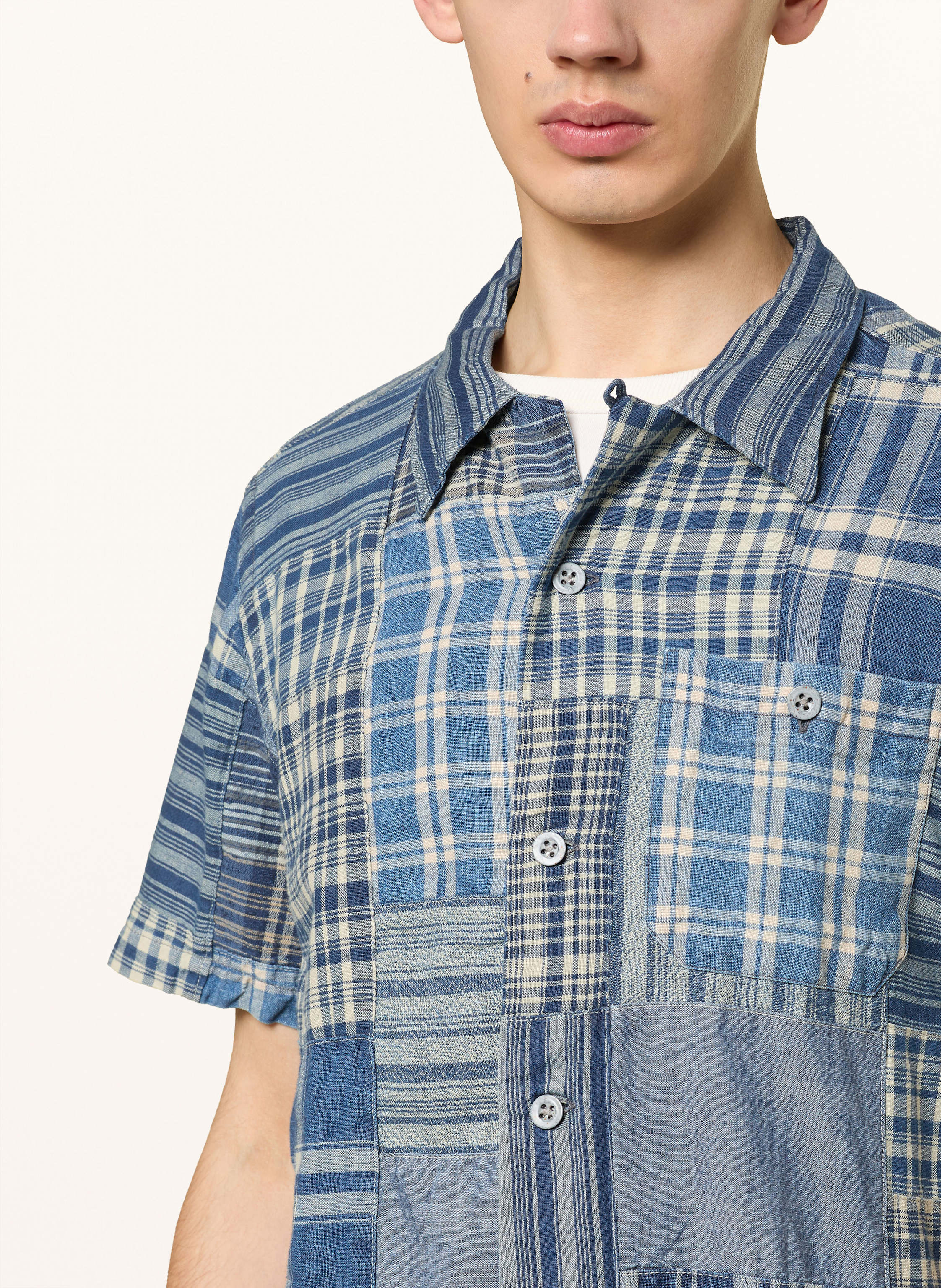 Thumbnail - Rrl Kurzarm-Hemd Comfort Fit Mit Leinen blau