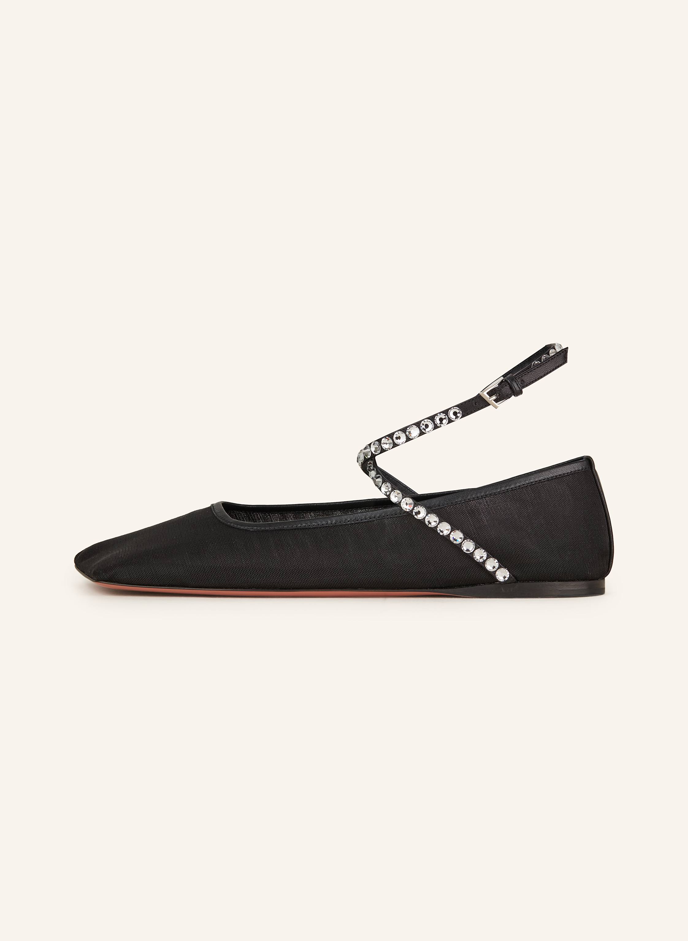 Thumbnail - Amina Muaddi Ballerinas Ane Mit Schmucksteinen schwarz