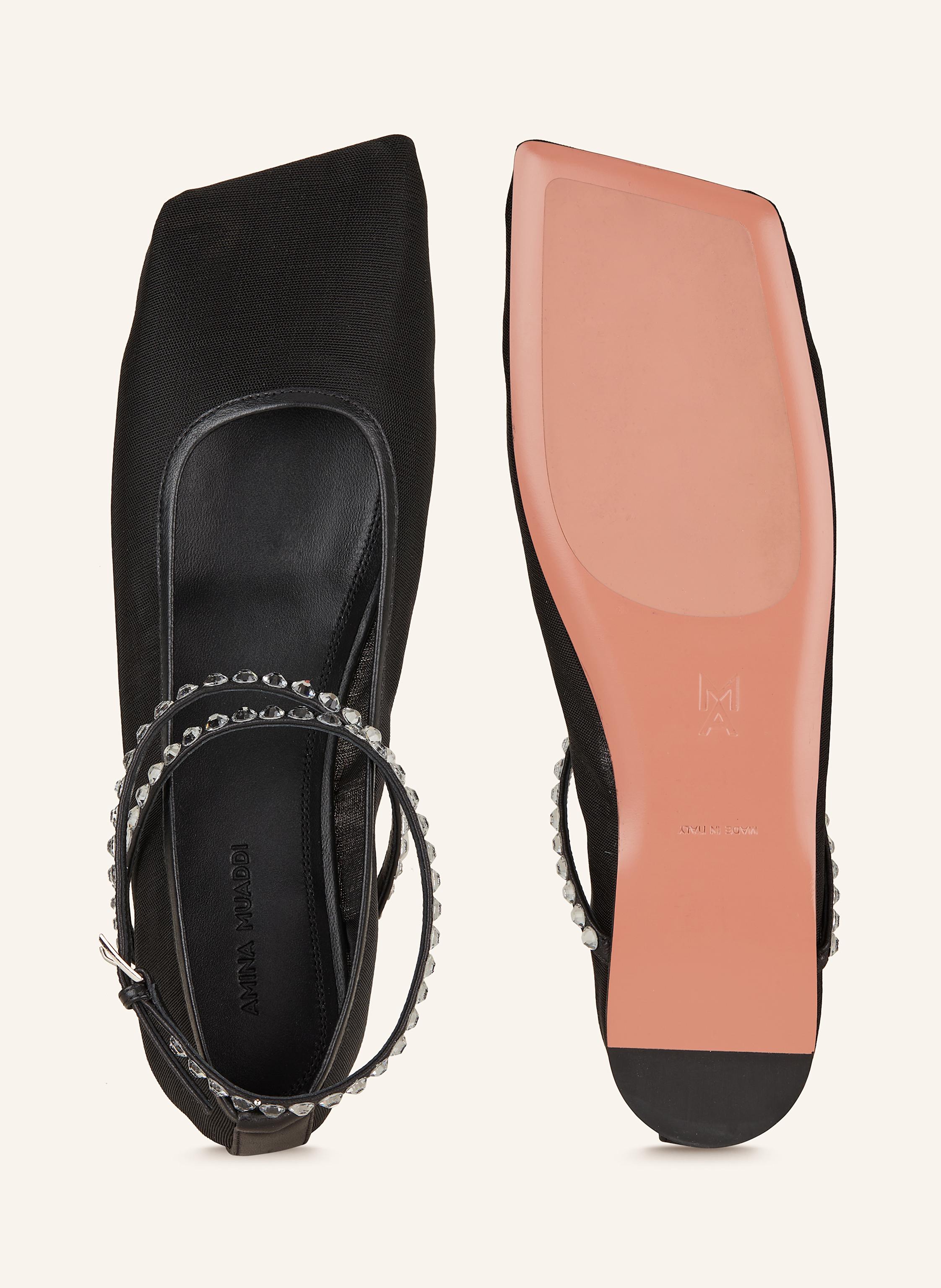 Thumbnail - Amina Muaddi Ballerinas Ane Mit Schmucksteinen schwarz