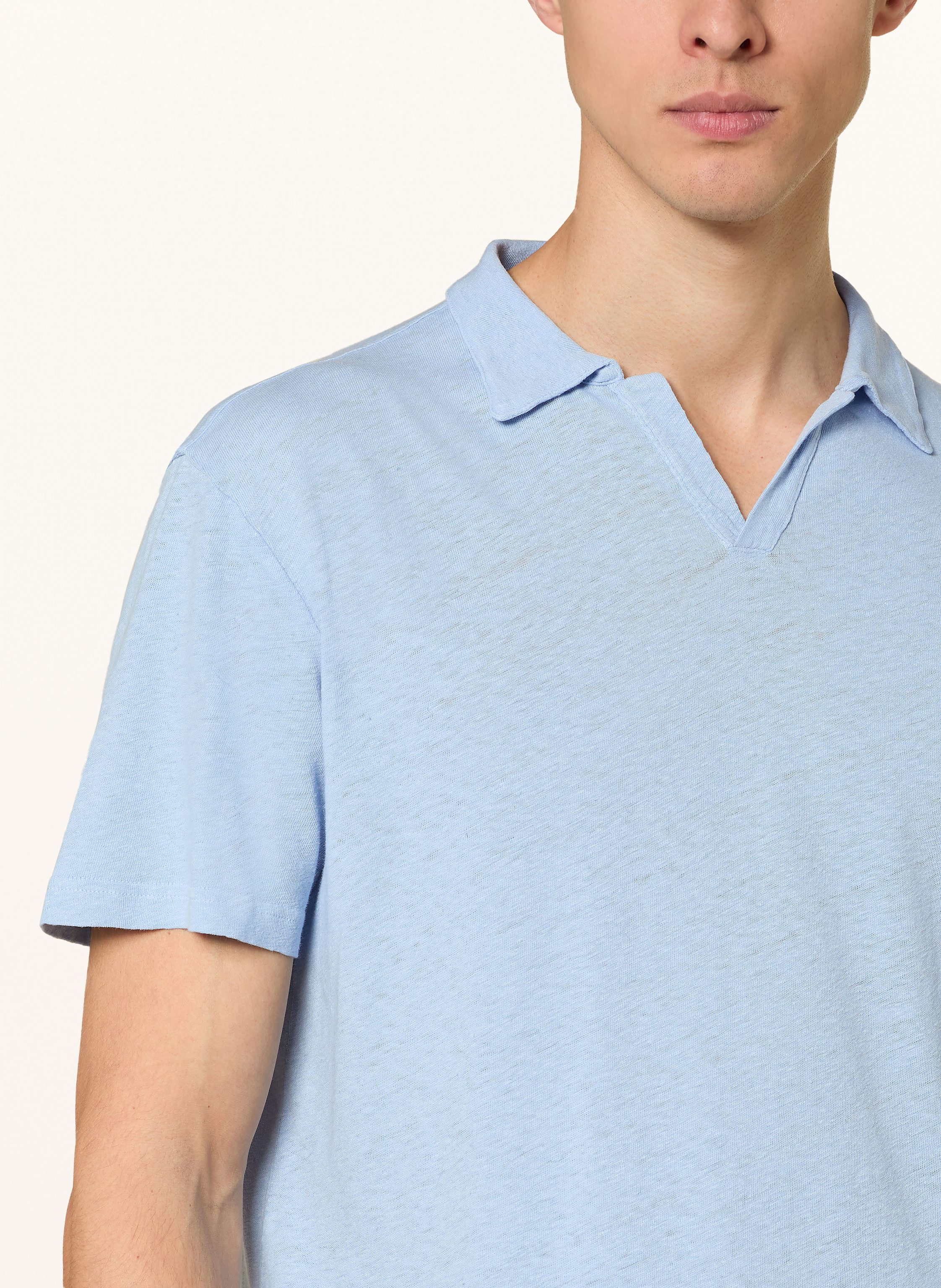 Thumbnail - Officine Générale Poloshirt Simon Mit Leinen blau