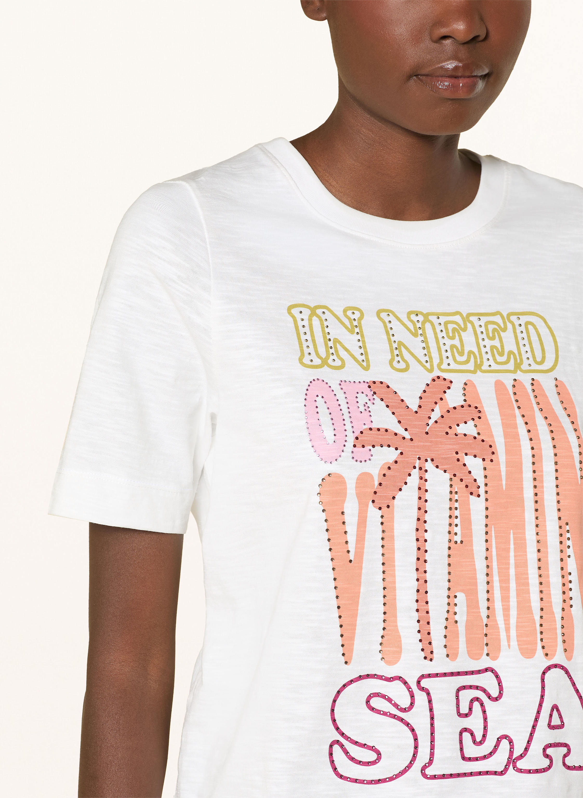 Thumbnail - Cartoon T-Shirt Mit Schmucksteinen weiss