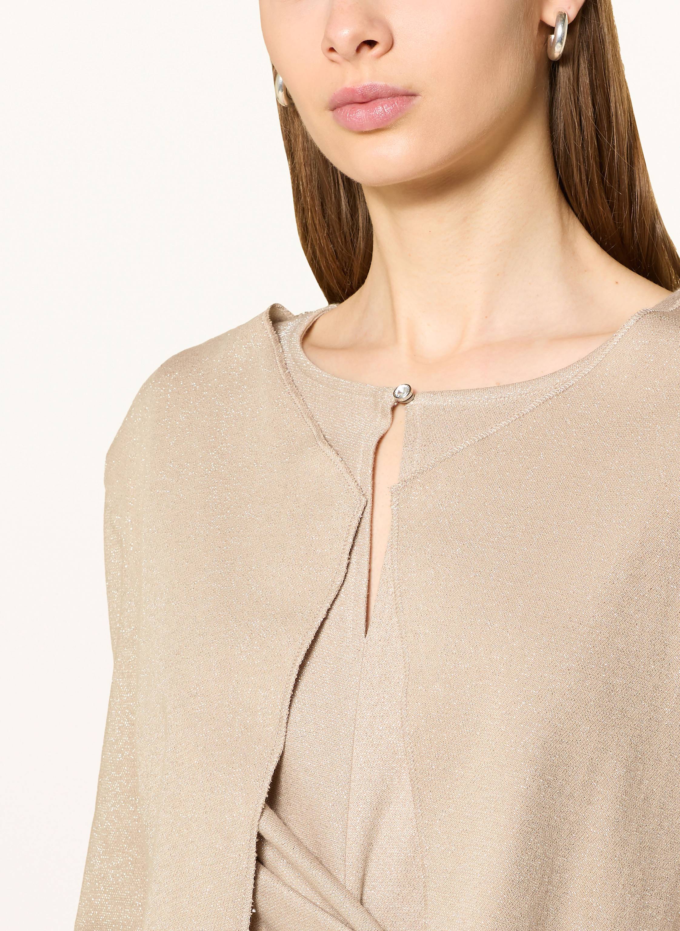 Thumbnail - Cartoon Strickhülle Mit 3/4-Arm Und Glitzergarn beige